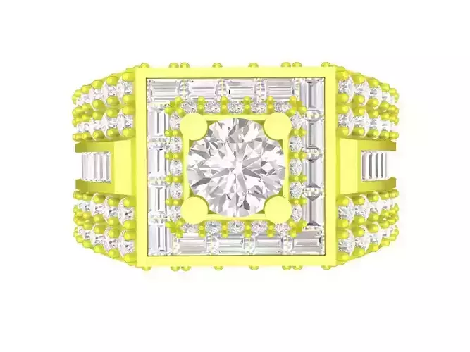 A7701 Korean Style Baguette Diamond Men Ring 3D Print