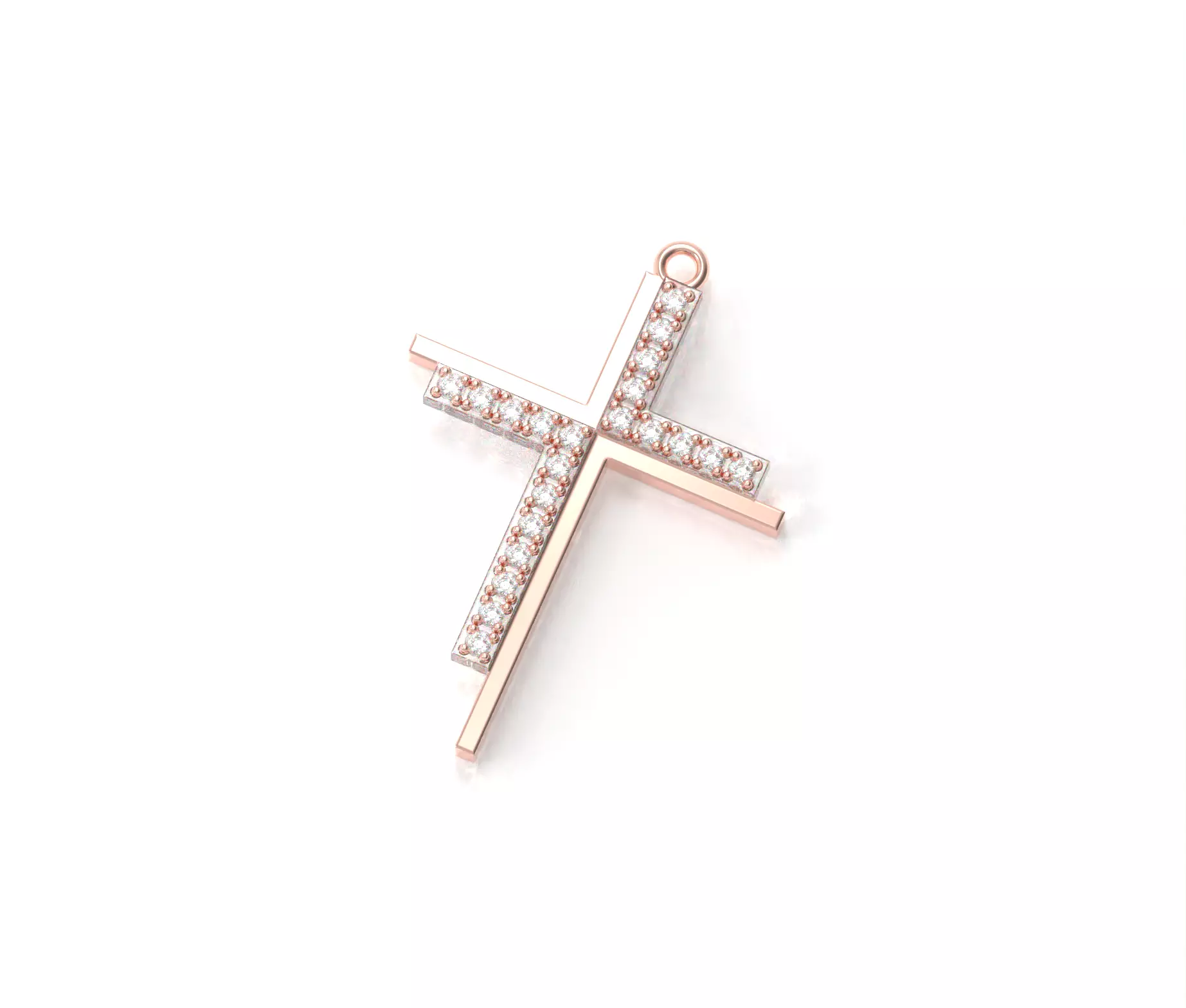 Diamond Cross Pendant Jewelry 3D print model 3D print model_0