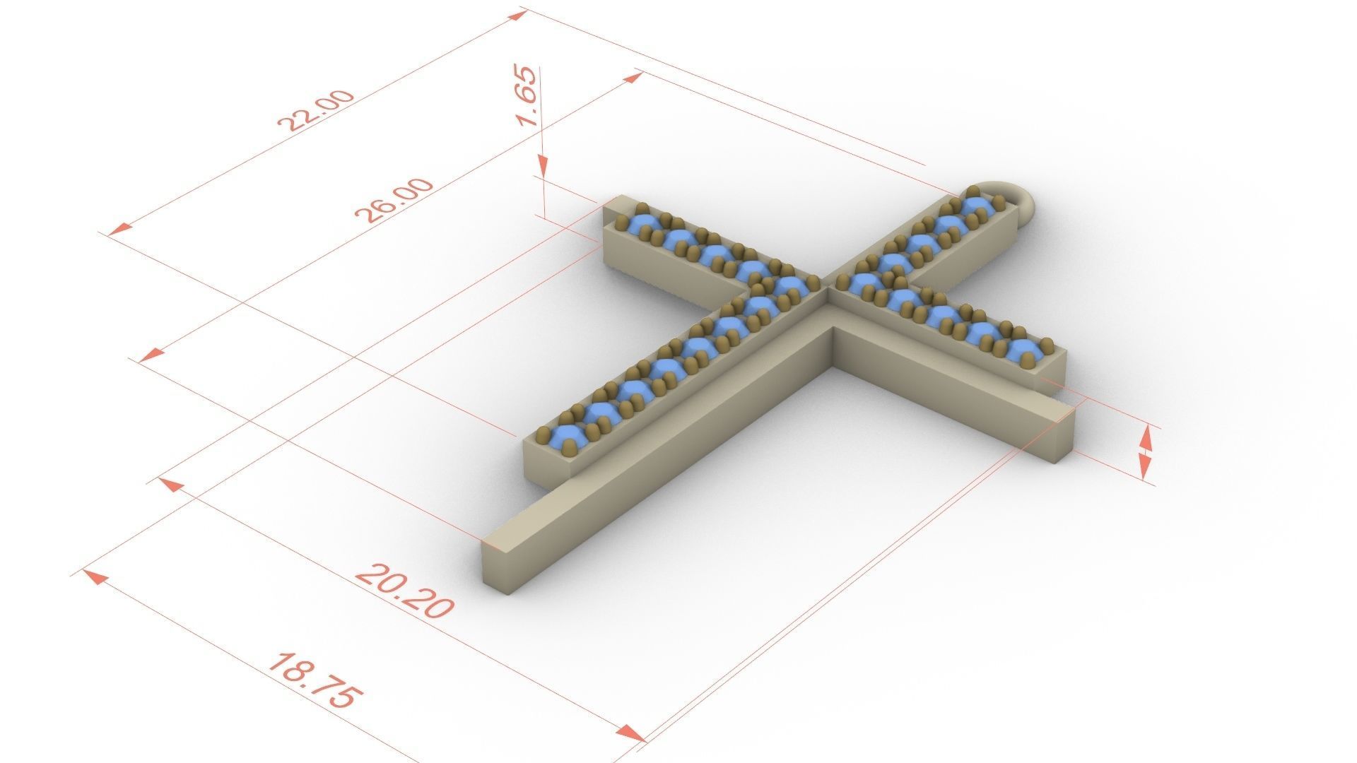 Diamond Cross Pendant Jewelry 3D print model 3D print model_2