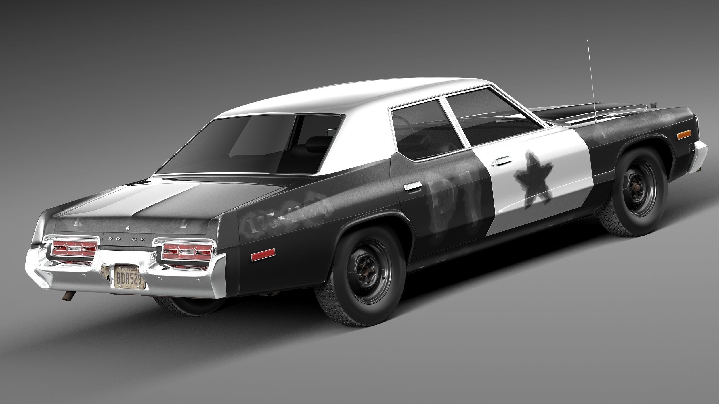 Dodge Monaco 1974 Bluesmobile 3D model_4