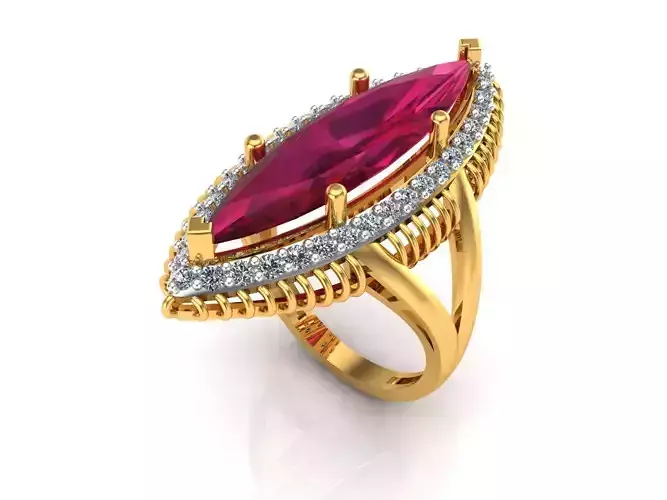 0152 - Big Ruby Stone Ladies Ring