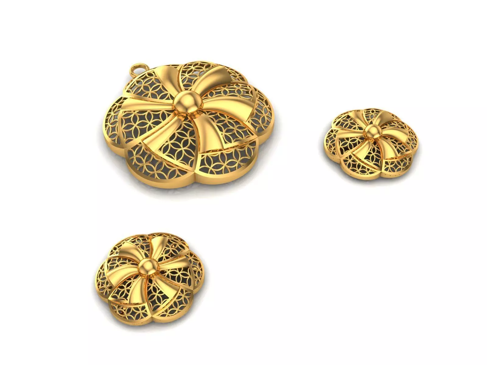 0153 - Turkey Jali Pendant Set 3D print model_0