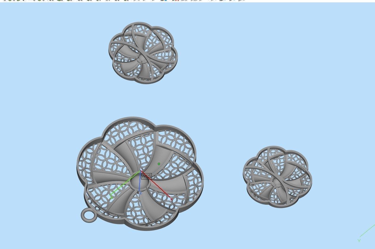 0153 - Turkey Jali Pendant Set 3D print model_5