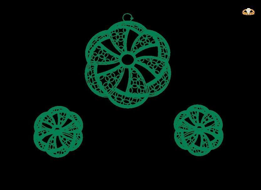 0153 - Turkey Jali Pendant Set 3D print model_2