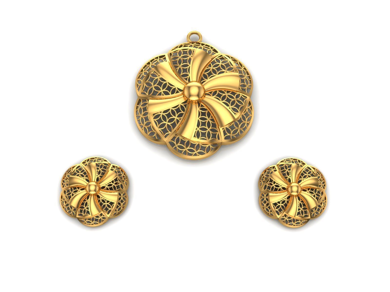 0153 - Turkey Jali Pendant Set 3D print model_1