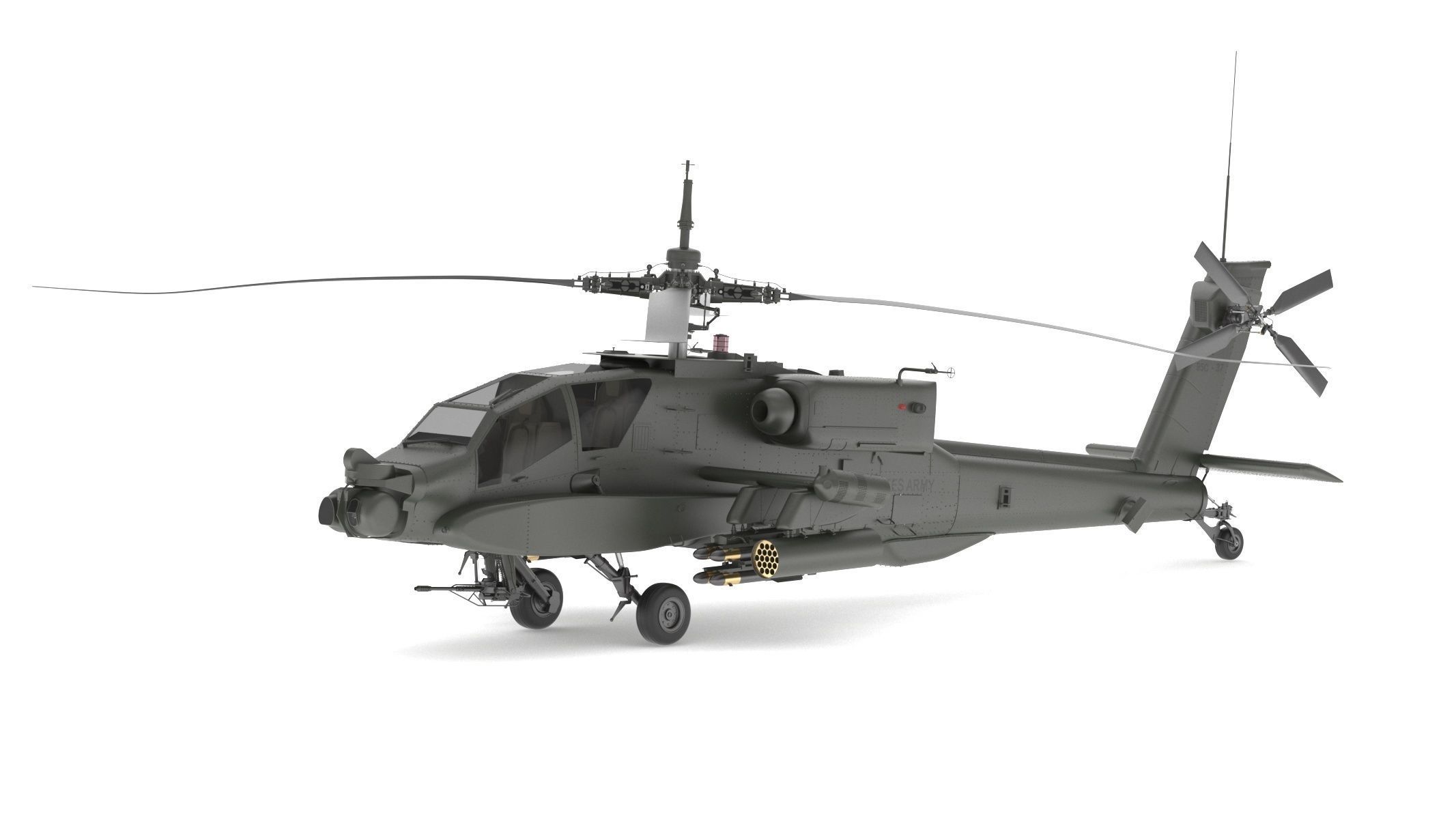 Boeing AH-64D Apache Longbow Helicopter with Cockpit 3D model_1