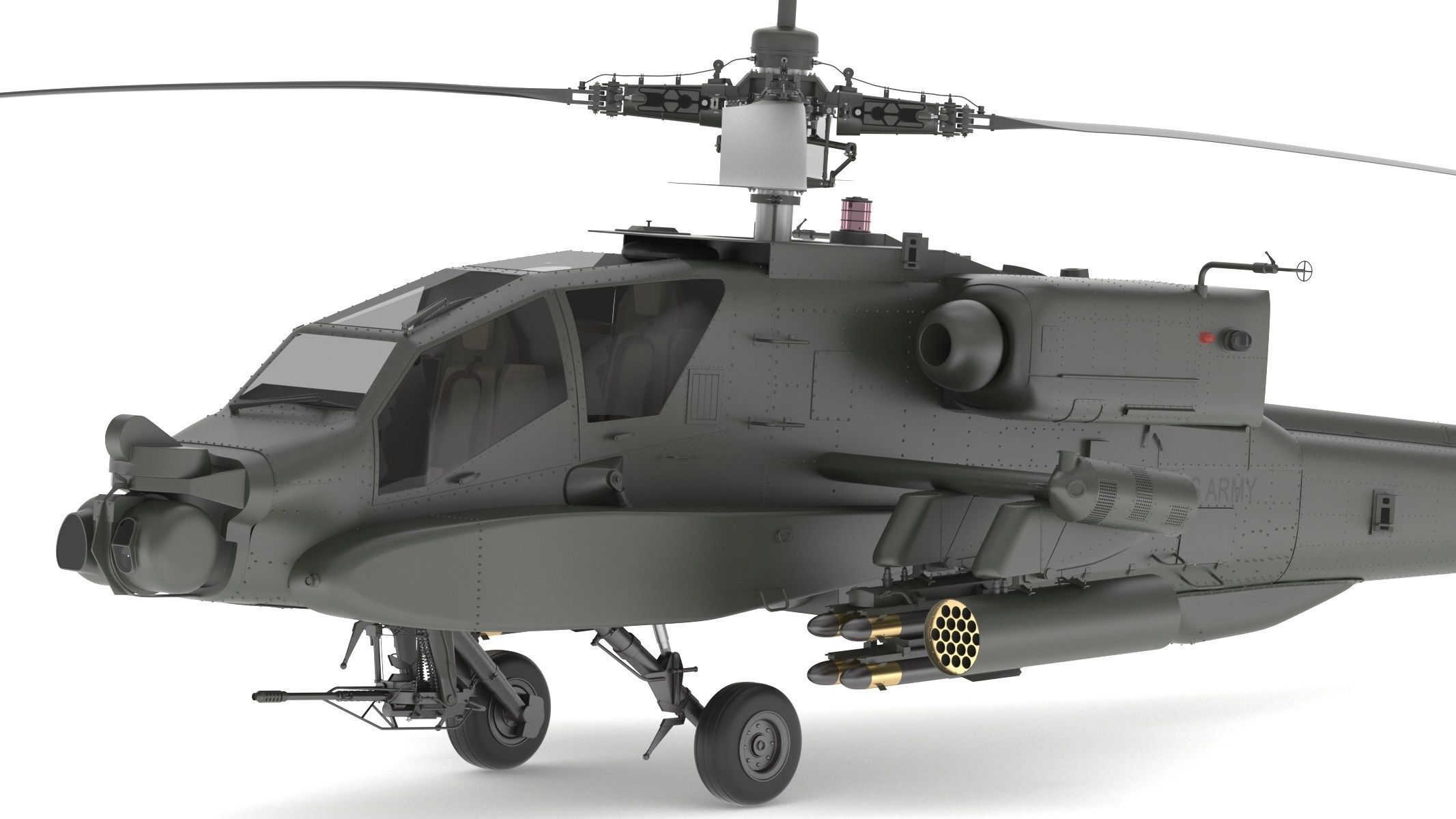 Boeing AH-64D Apache Longbow Helicopter with Cockpit 3D model_11