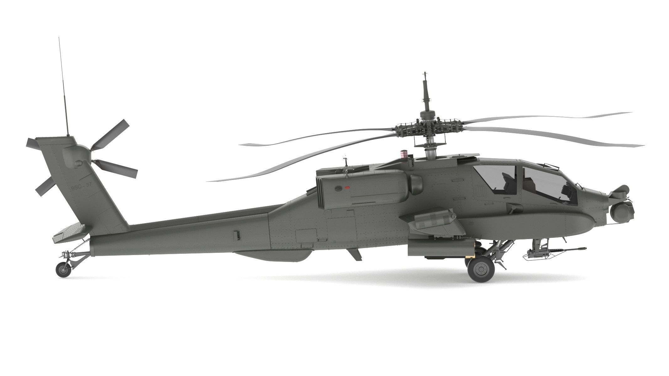 Boeing AH-64D Apache Longbow Helicopter with Cockpit 3D model_4