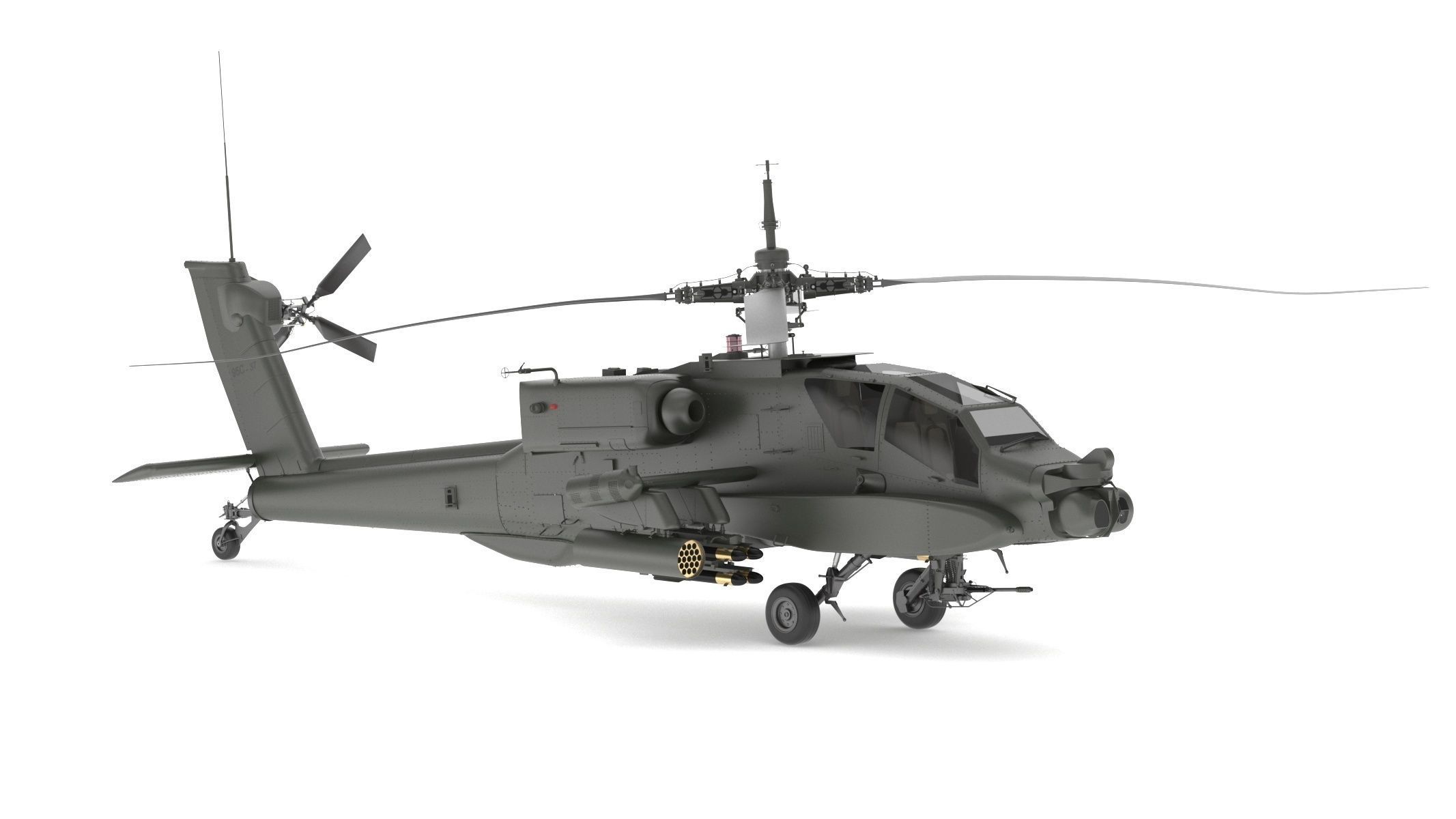 Boeing AH-64D Apache Longbow Helicopter with Cockpit 3D model_3