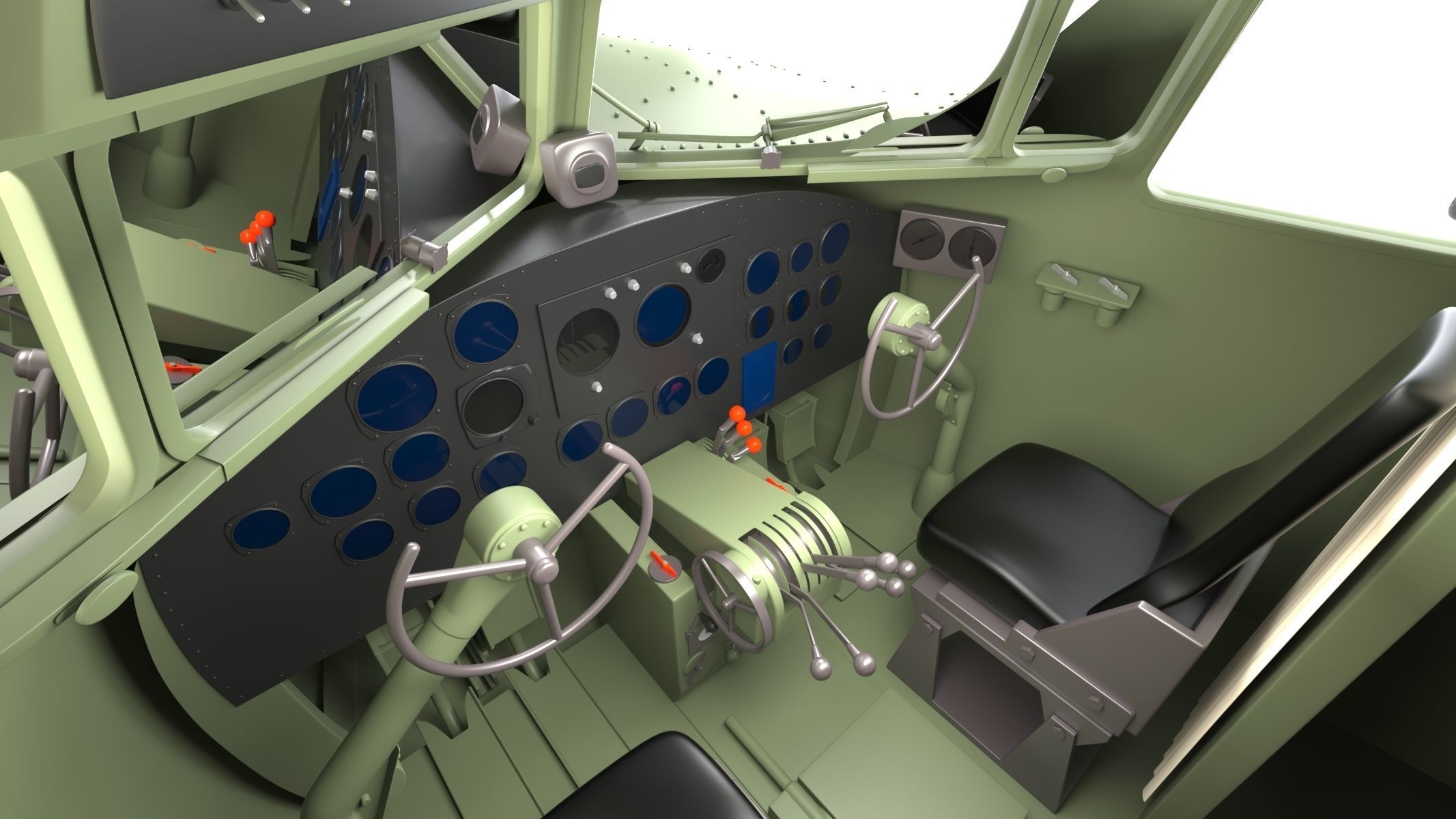 Douglas C-47 Skytrain Military Transport Aircraft 3D model_21