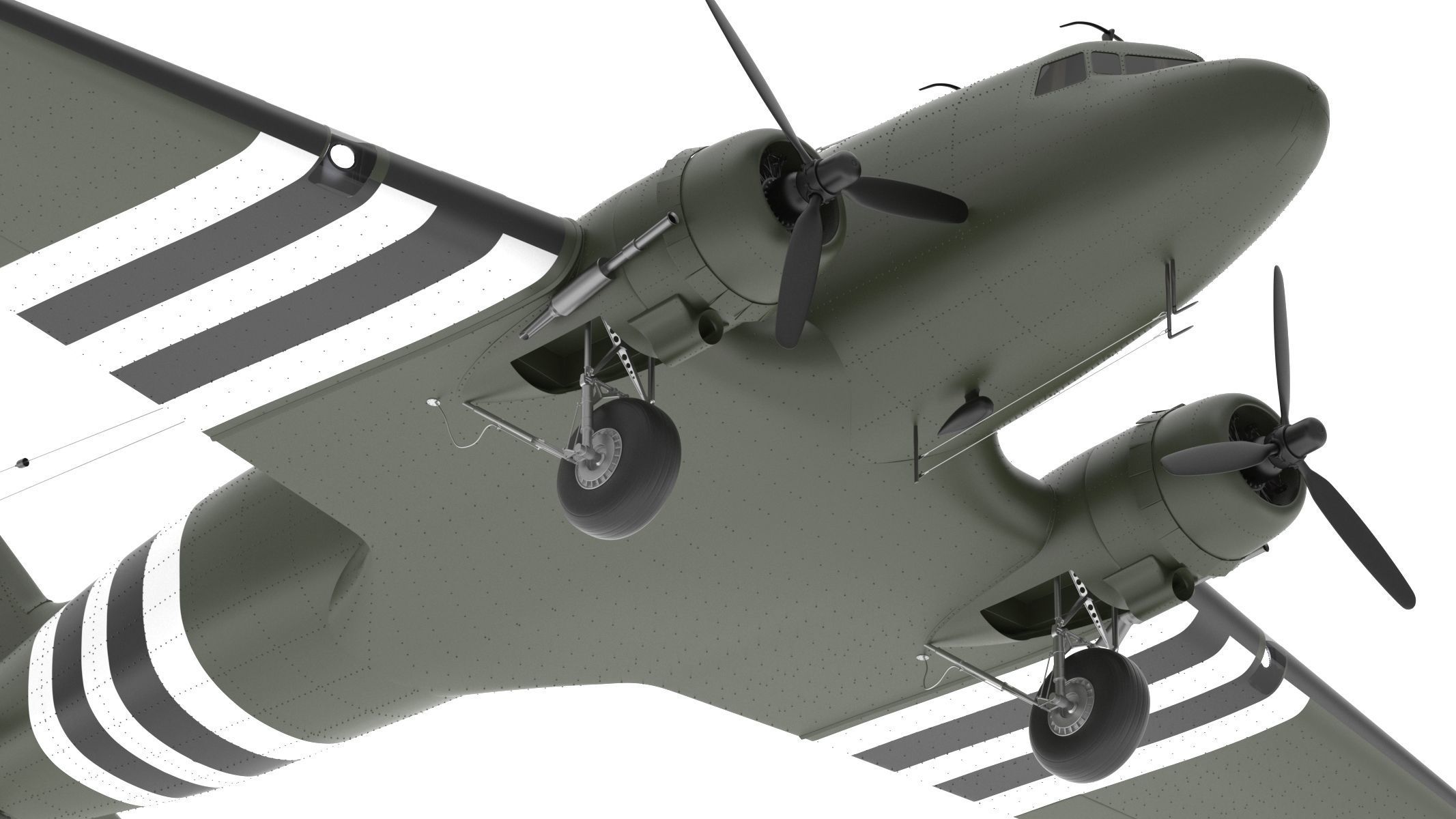 Douglas C-47 Skytrain Military Transport Aircraft 3D model_19