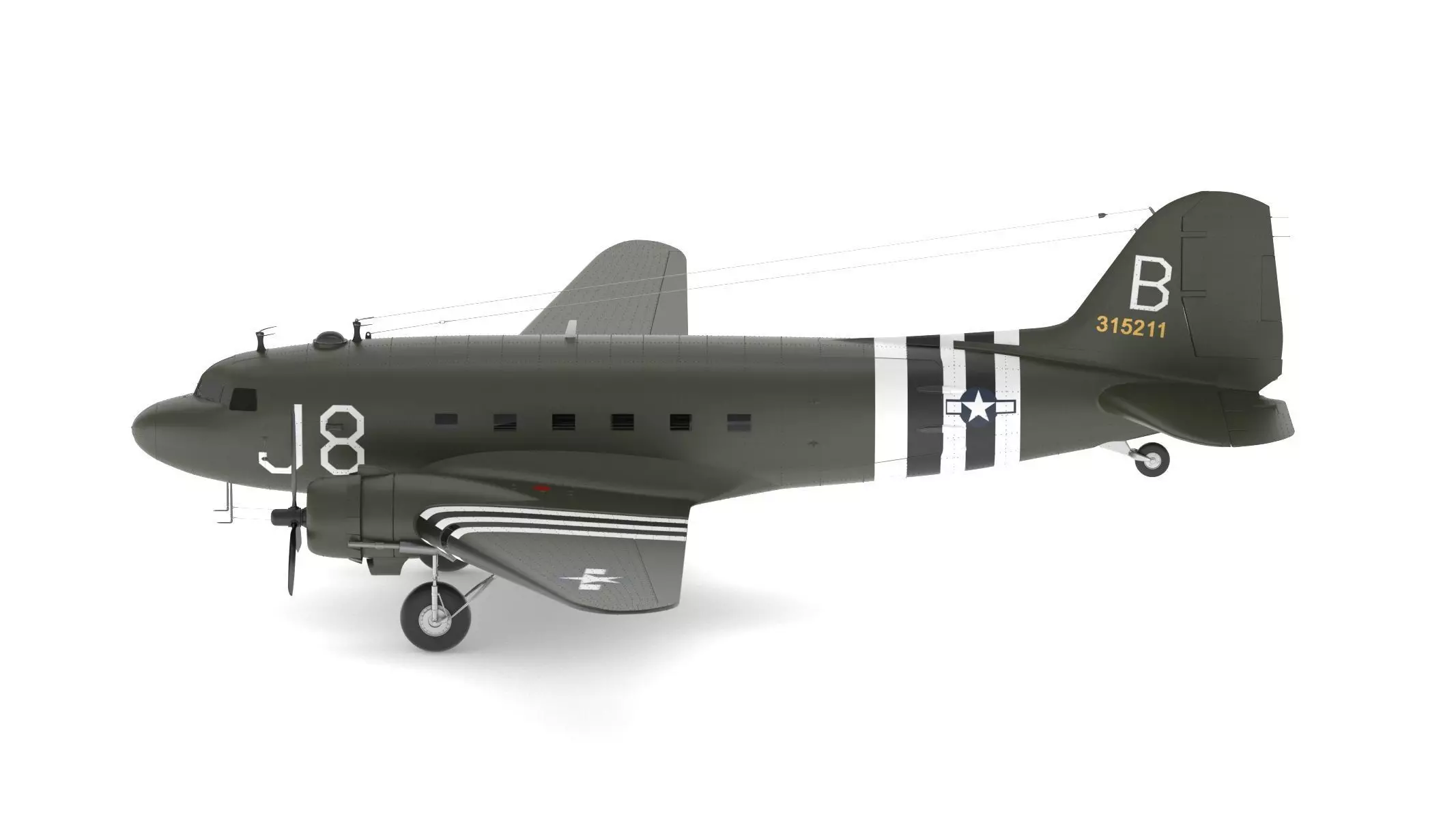 Douglas C-47 Skytrain Military Transport Aircraft 3D model_0