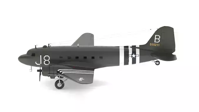 Douglas C-47 Skytrain Military Transport Aircraft 3D model