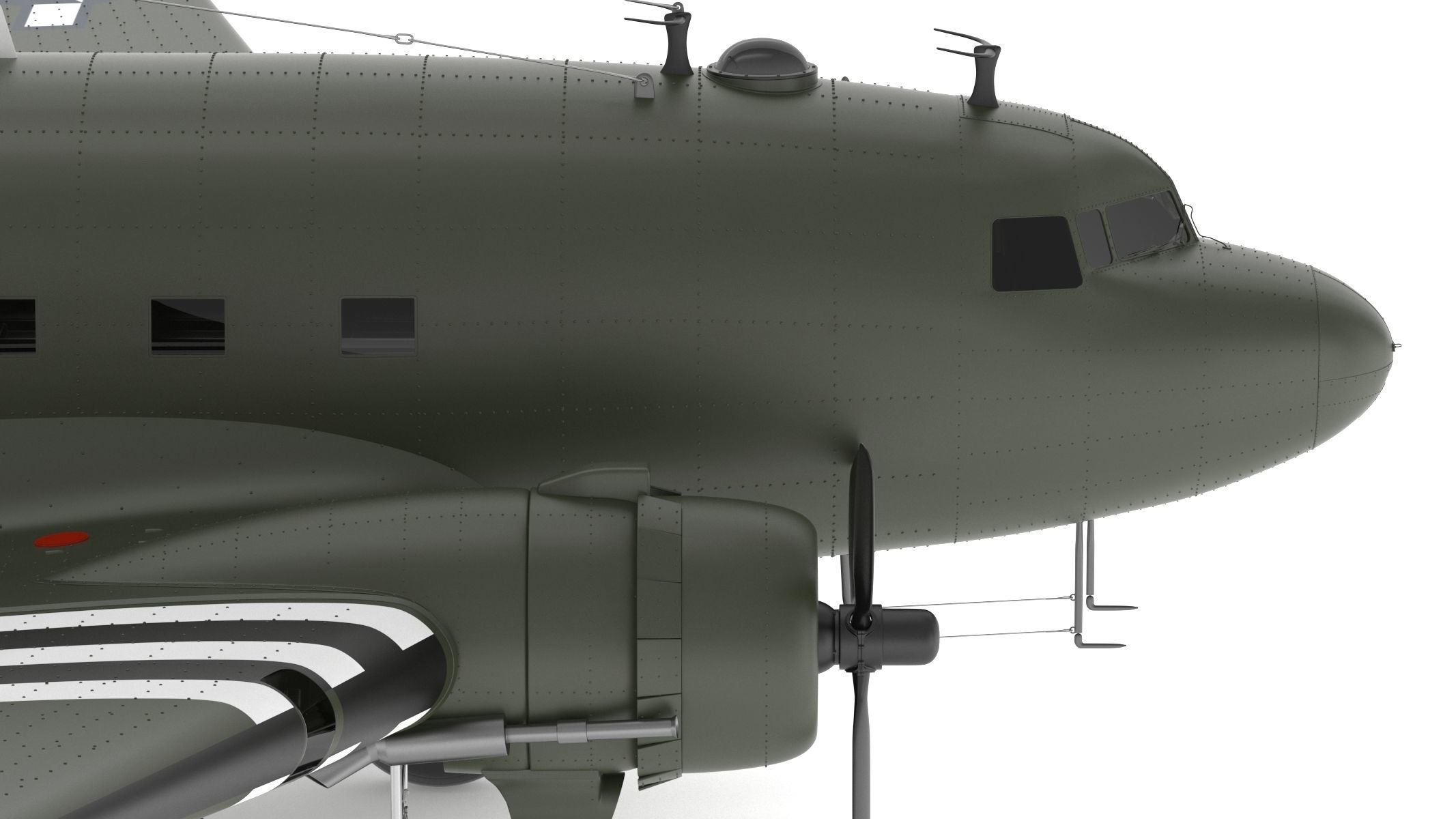 Douglas C-47 Skytrain Military Transport Aircraft 3D model_14