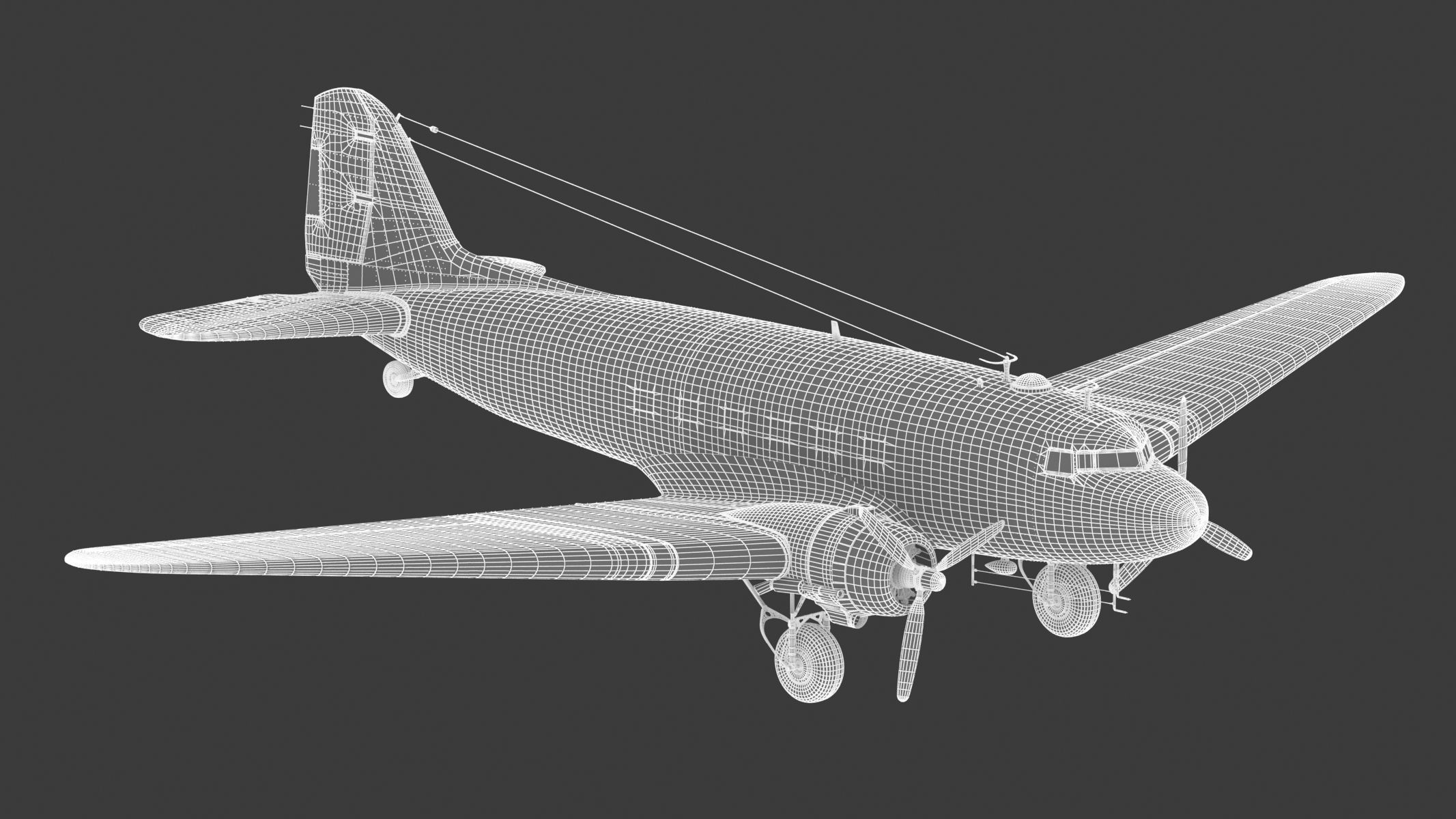 Douglas C-47 Skytrain Military Transport Aircraft 3D model_27