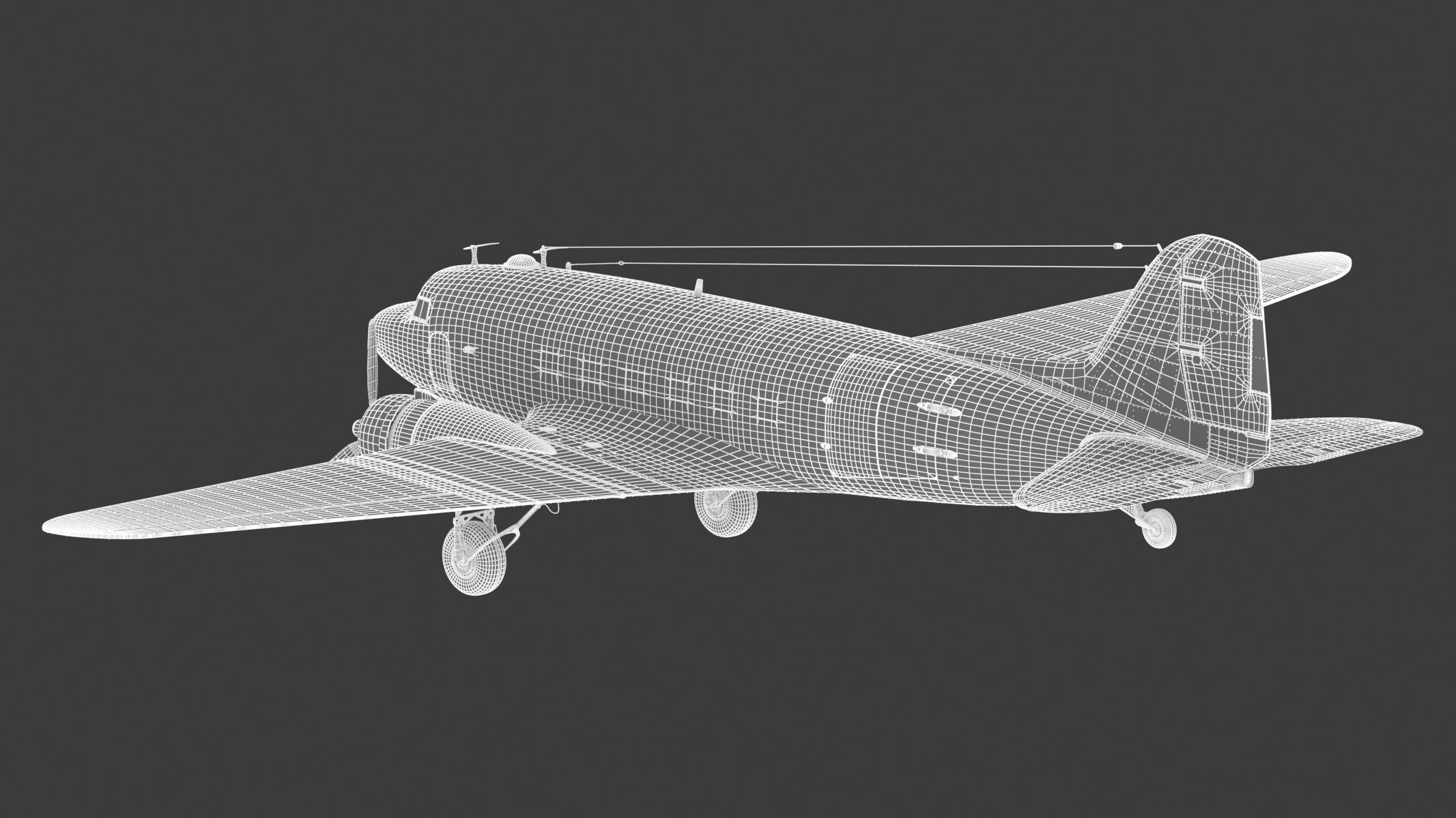 Douglas C-47 Skytrain Military Transport Aircraft 3D model_31