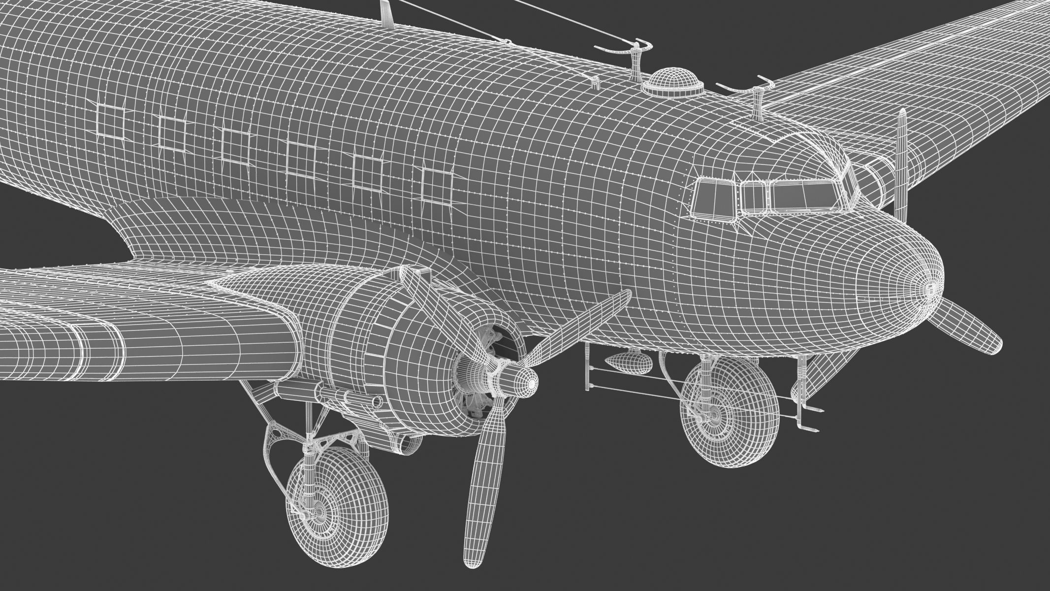 Douglas C-47 Skytrain Military Transport Aircraft 3D model_37