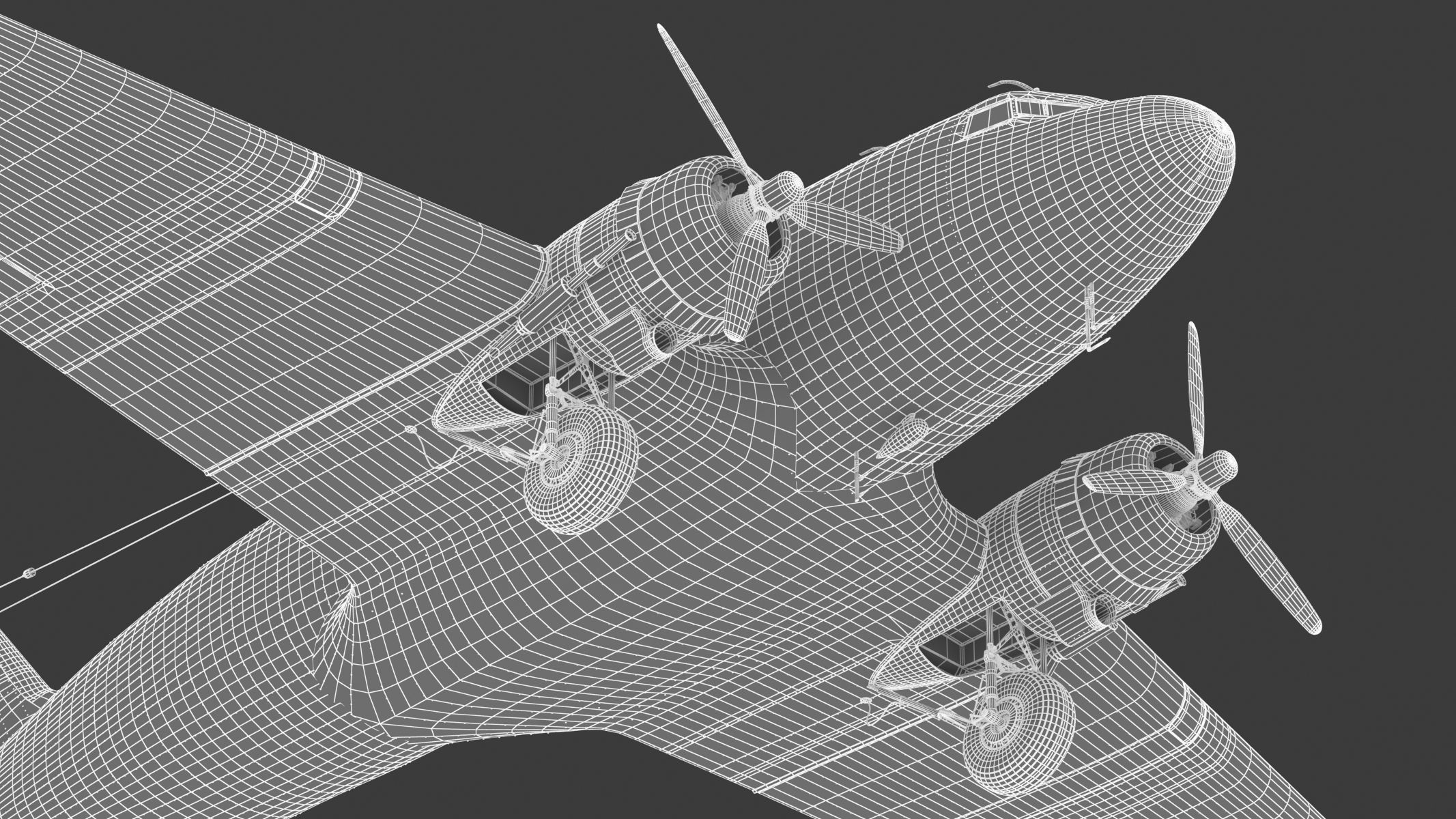 Douglas C-47 Skytrain Military Transport Aircraft 3D model_43