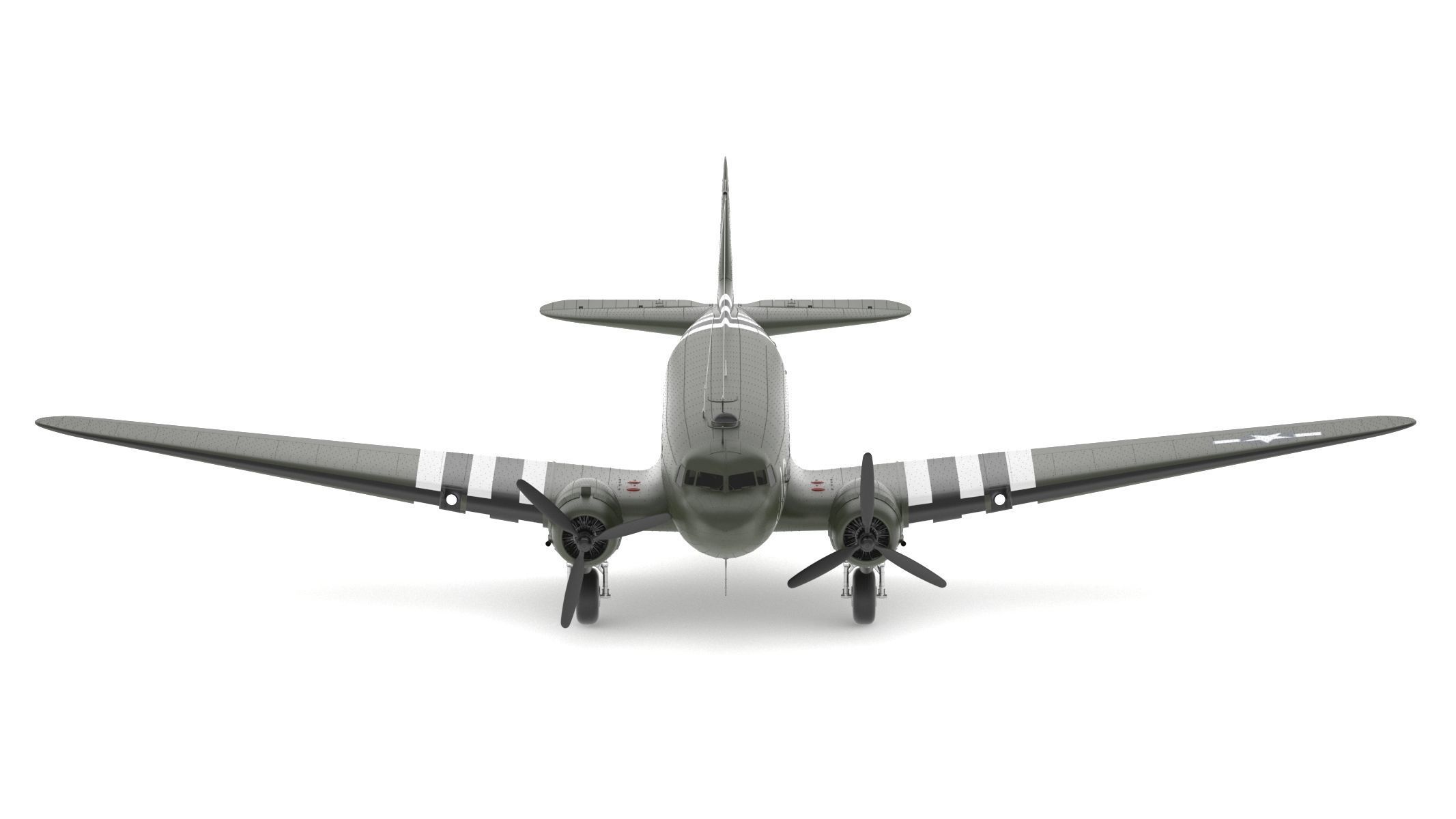 Douglas C-47 Skytrain Military Transport Aircraft 3D model_2