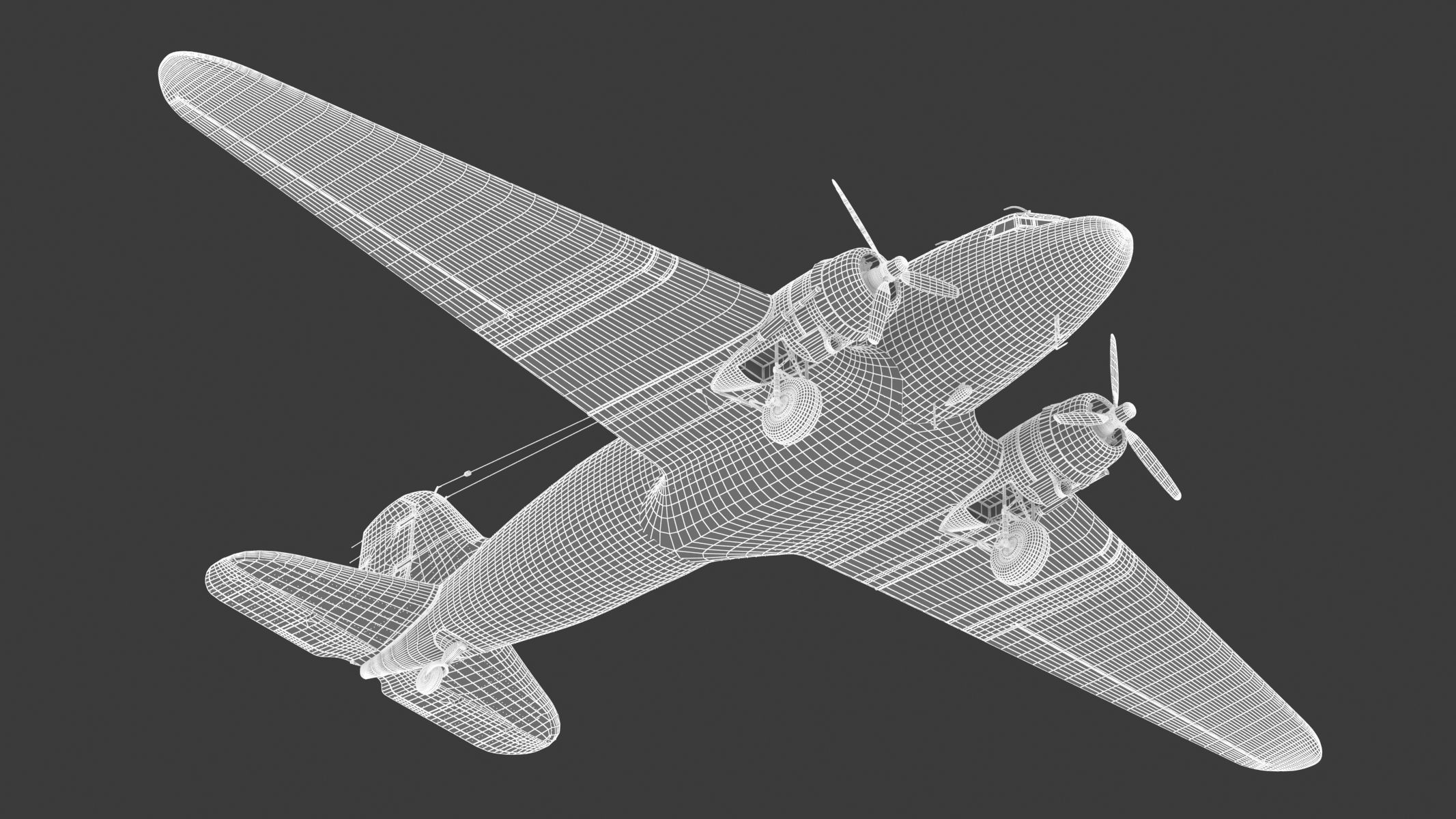 Douglas C-47 Skytrain Military Transport Aircraft 3D model_33