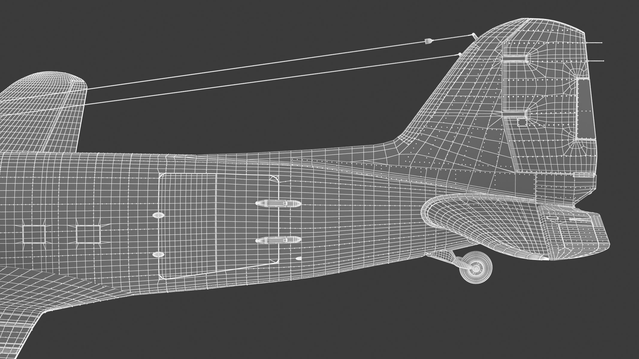 Douglas C-47 Skytrain Military Transport Aircraft 3D model_34
