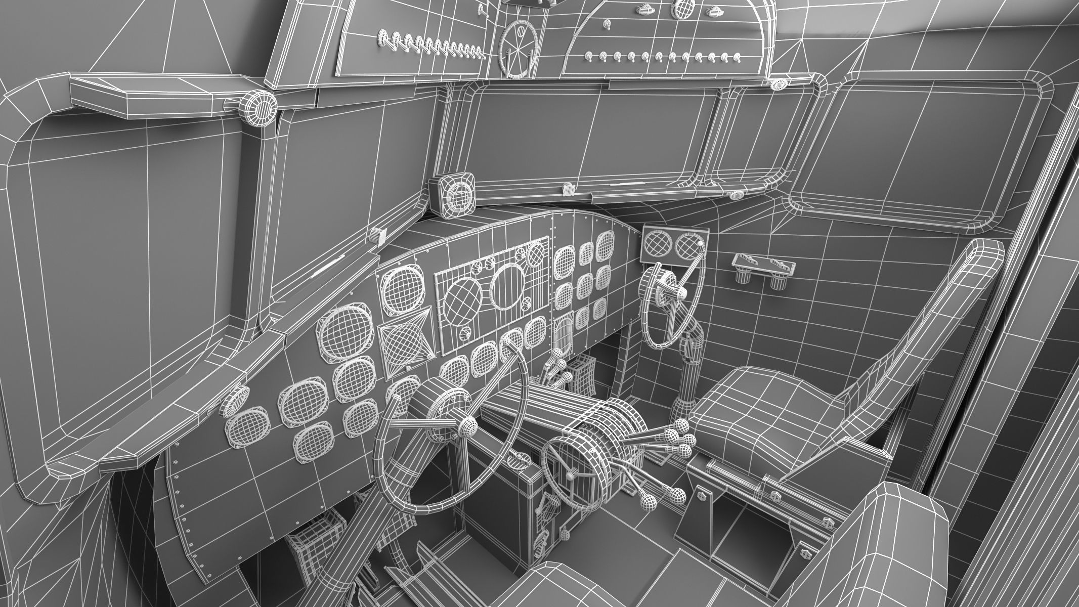 Douglas C-47 Skytrain Military Transport Aircraft 3D model_45