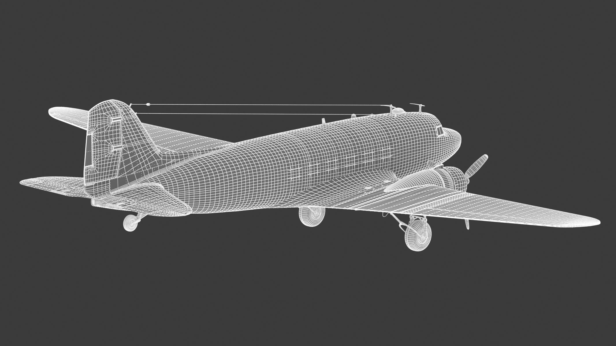 Douglas C-47 Skytrain Military Transport Aircraft 3D model_29