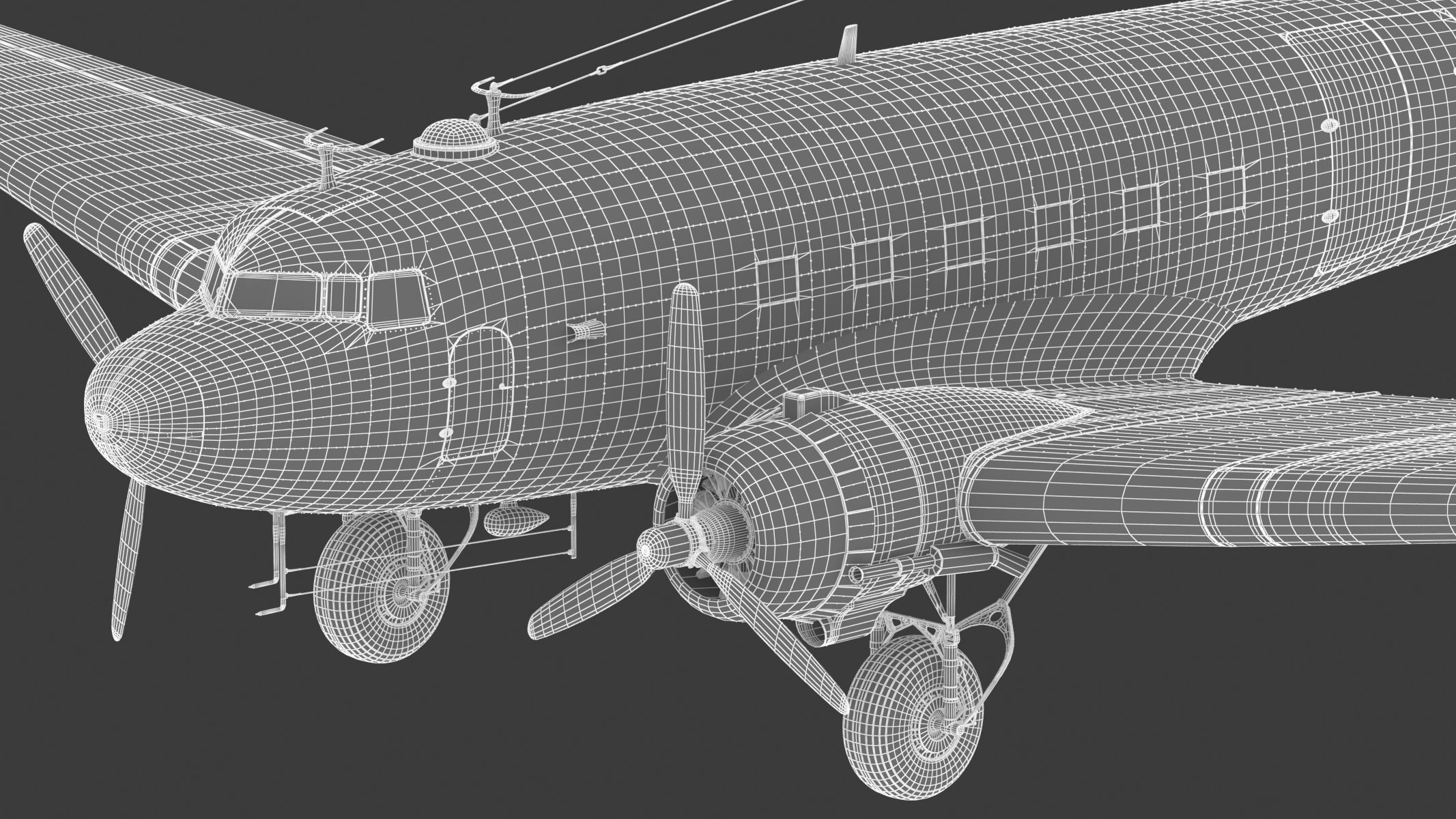 Douglas C-47 Skytrain Military Transport Aircraft 3D model_35