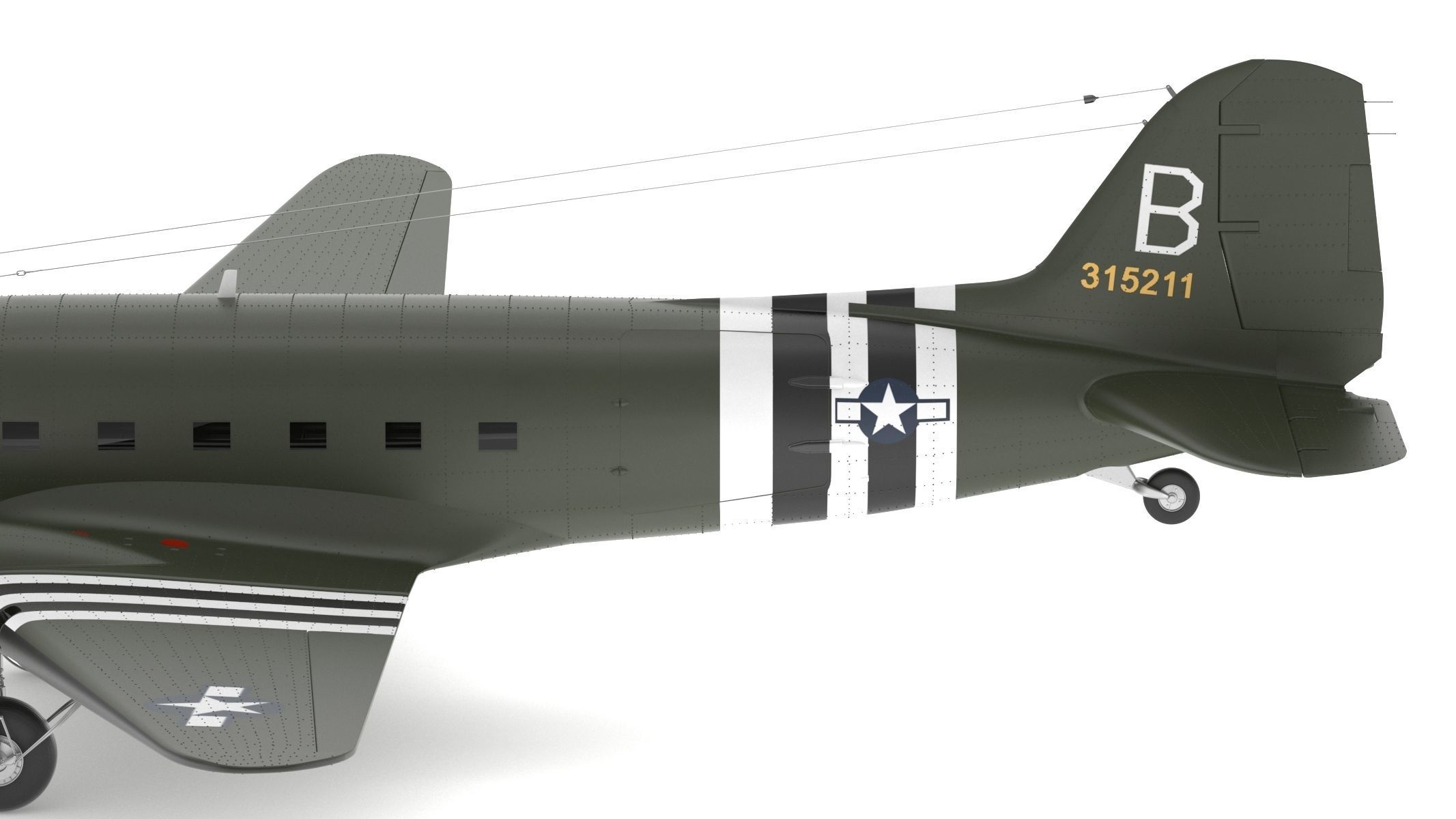 Douglas C-47 Skytrain Military Transport Aircraft 3D model_10