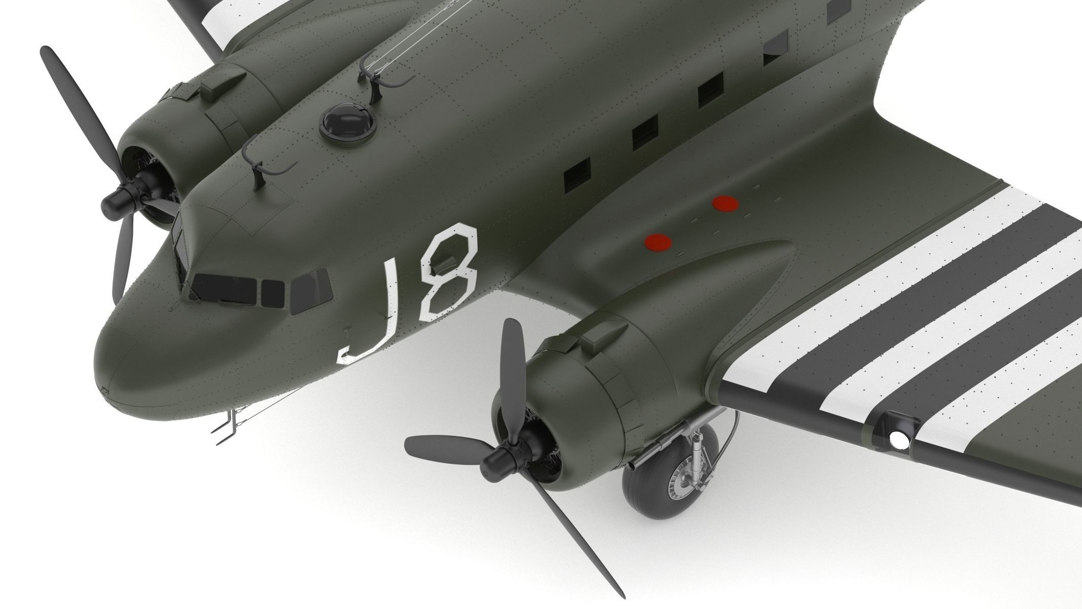 Douglas C-47 Skytrain Military Transport Aircraft 3D model_18