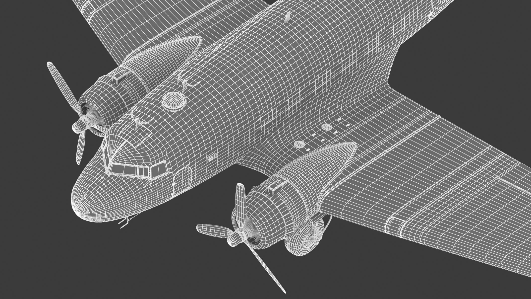 Douglas C-47 Skytrain Military Transport Aircraft 3D model_42