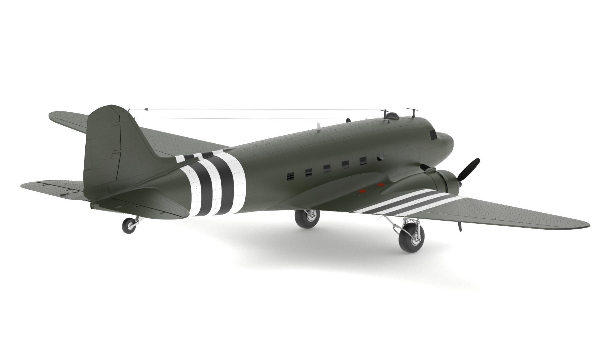 Douglas C-47 Skytrain Military Transport Aircraft 3D model_5