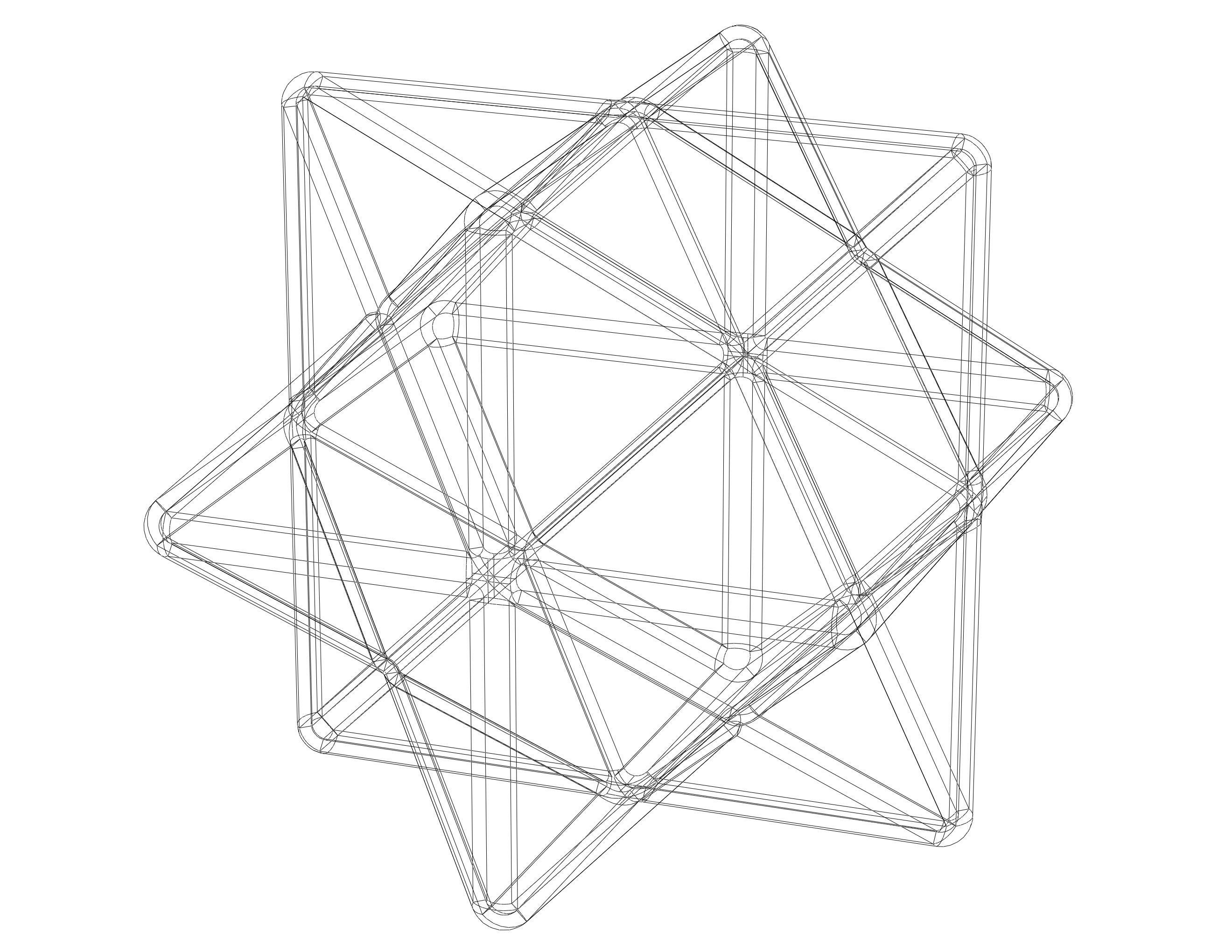 Wireframe Shape First Stellation of The Rhombic Dodecahedron 3D print model_4
