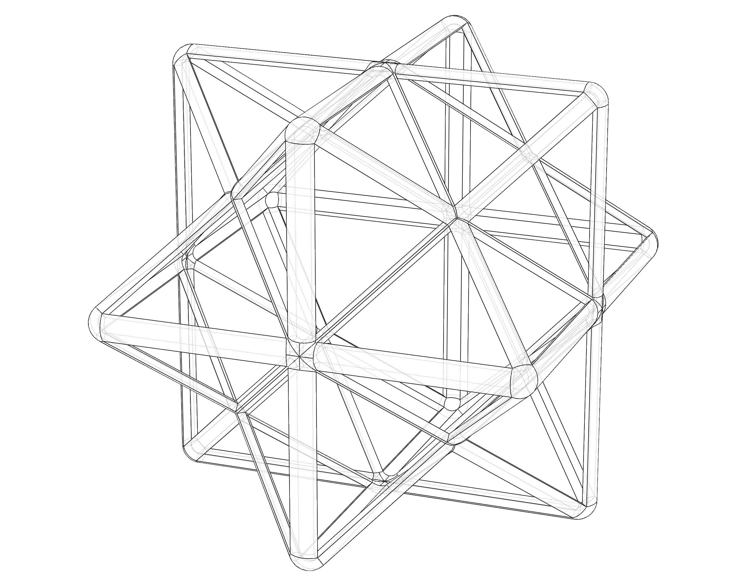 Wireframe Shape First Stellation of The Rhombic Dodecahedron 3D print model_3