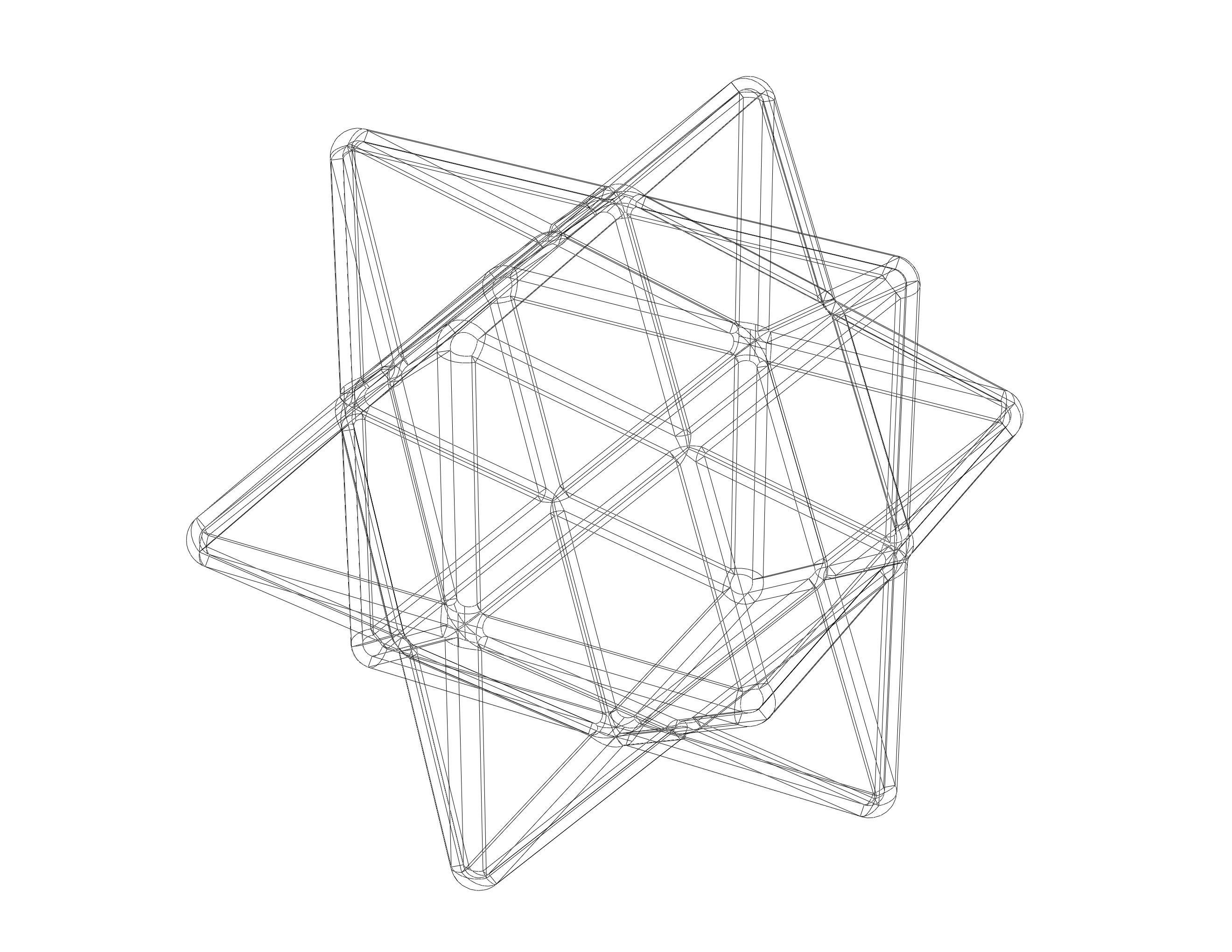 Wireframe Shape First Stellation of The Rhombic Dodecahedron 3D print model_12