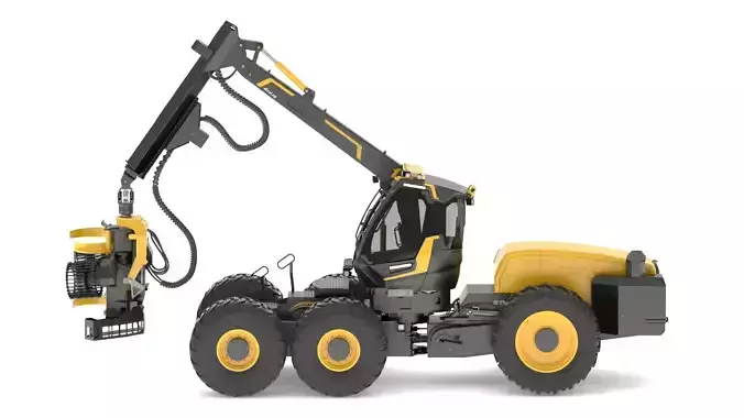 EcoLog 590G with EC 761 LF Harvester Heads 3D model