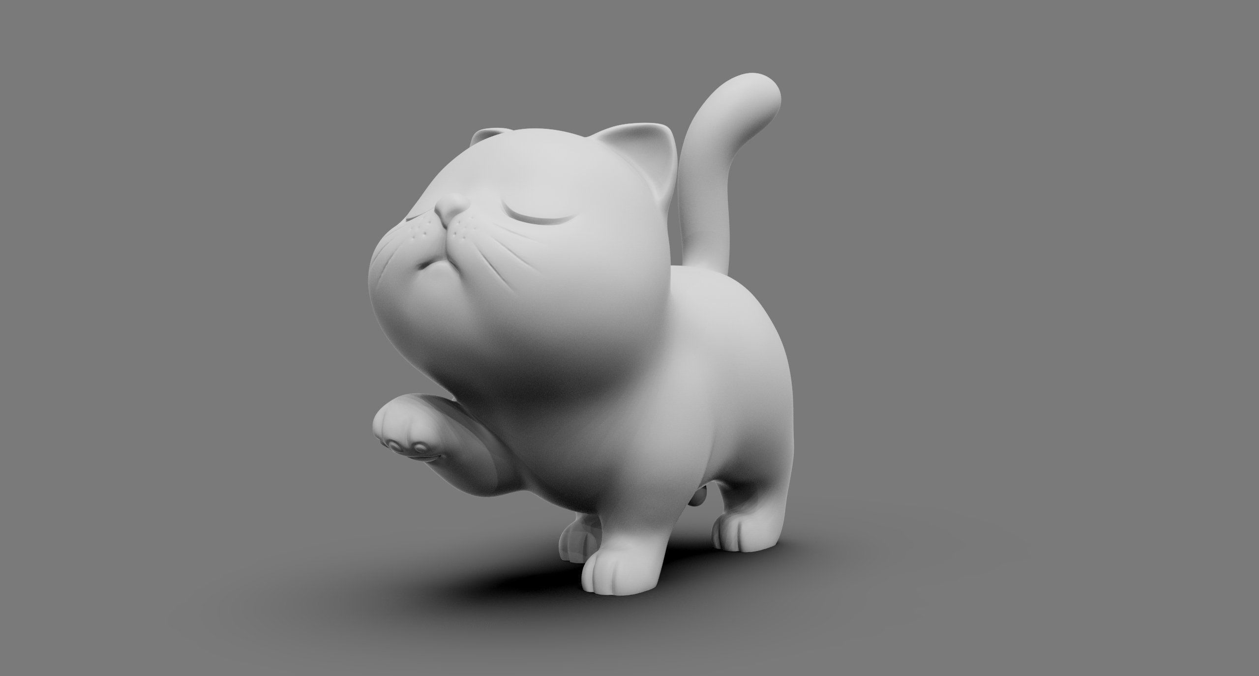 Cute cat 3D print model_1