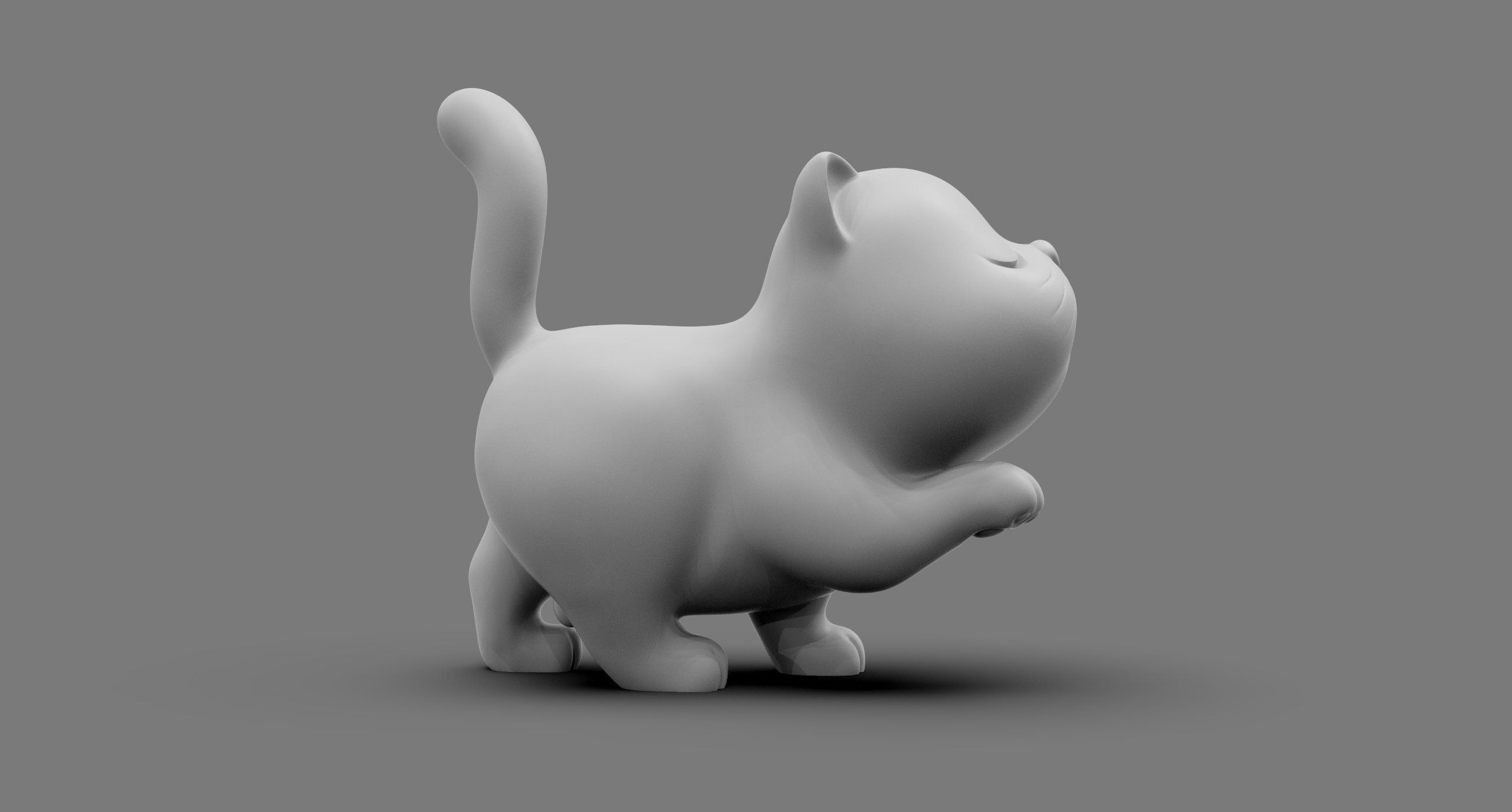 Cute cat 3D print model_3