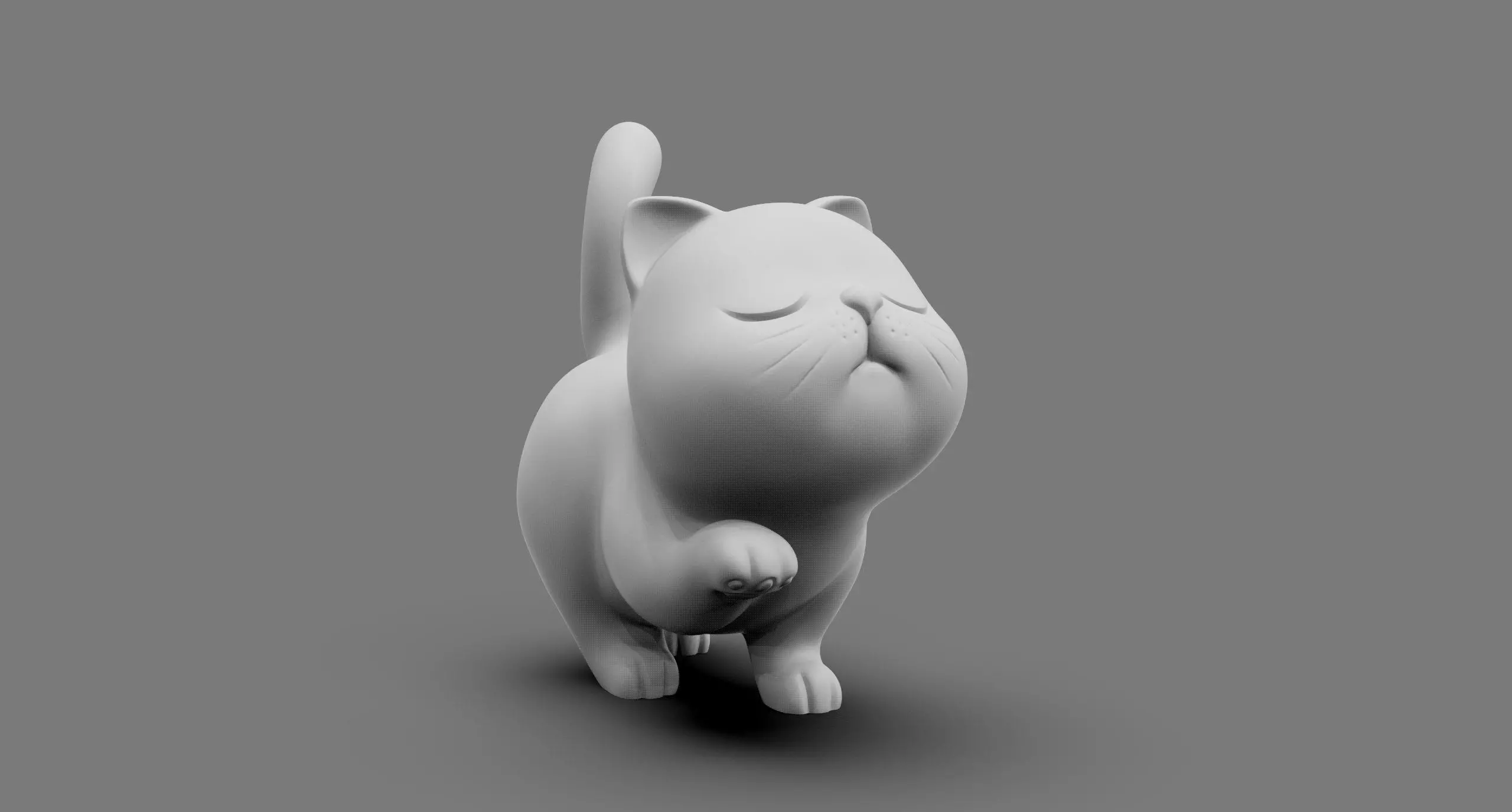 Cute cat 3D print model_0