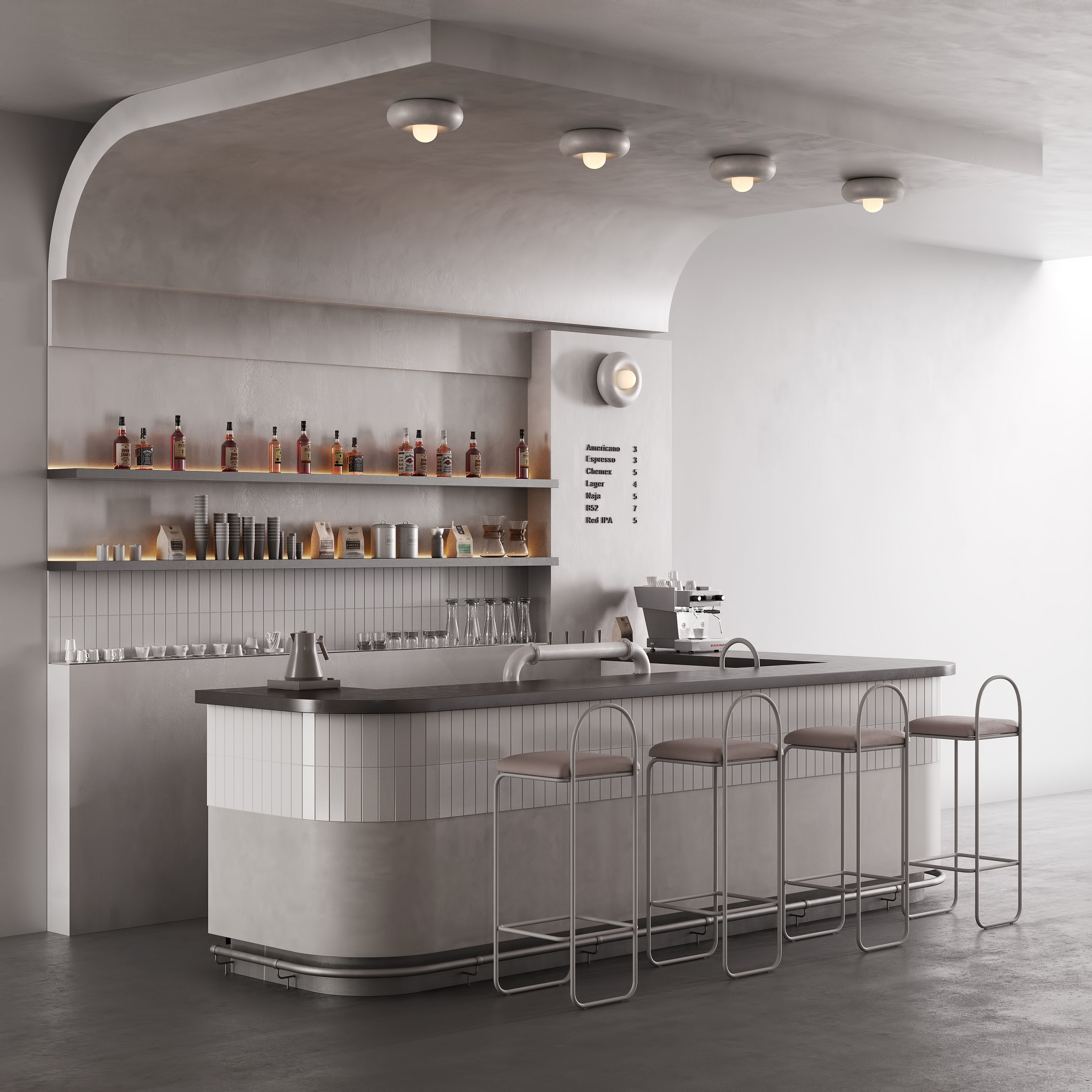 Stylish Bar Counter with filling 3D model_1