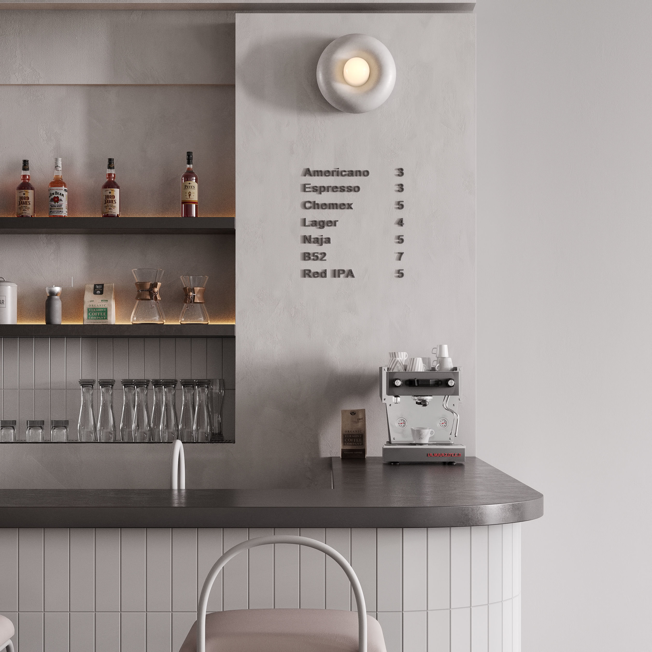 Stylish Bar Counter with filling 3D model_2
