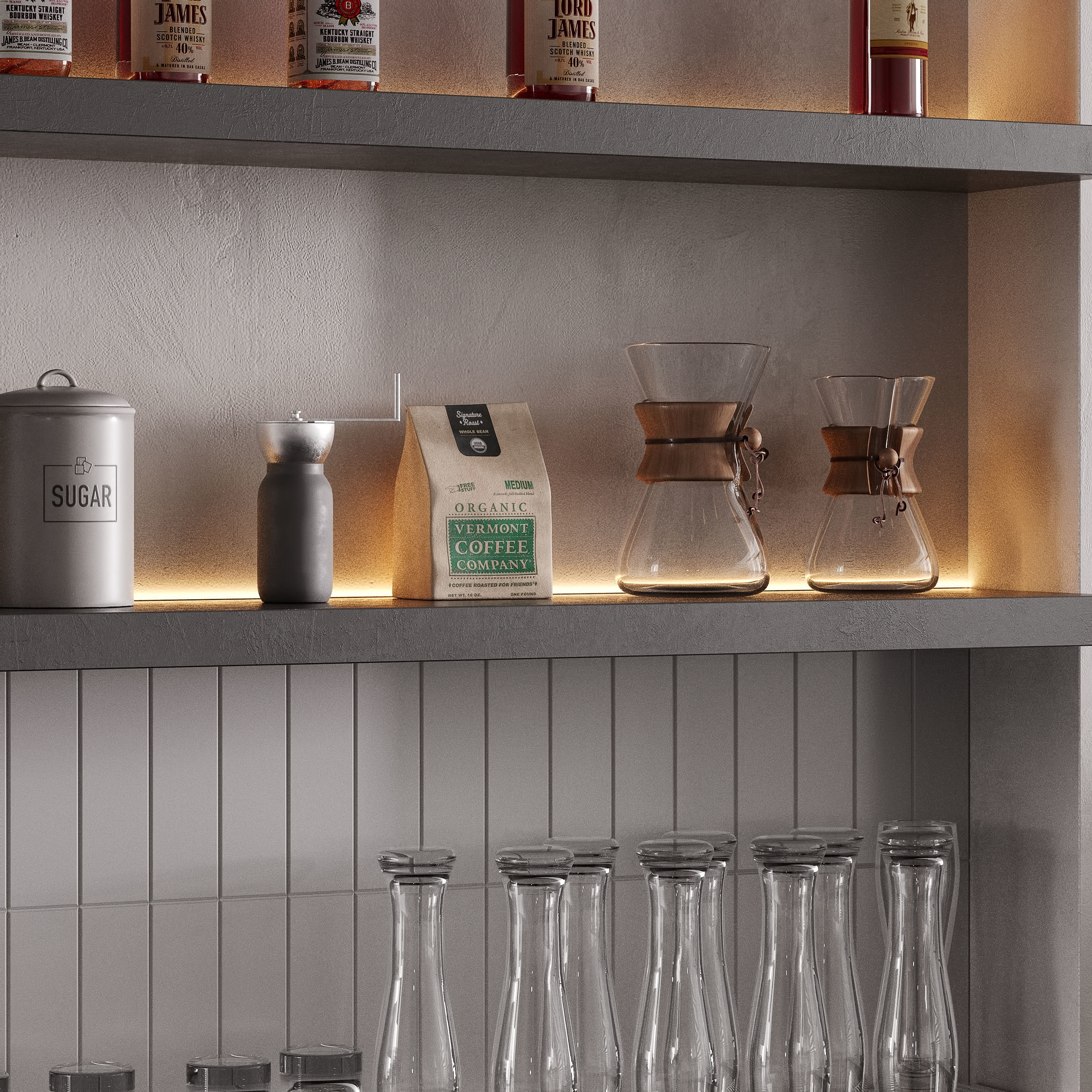 Stylish Bar Counter with filling 3D model_7