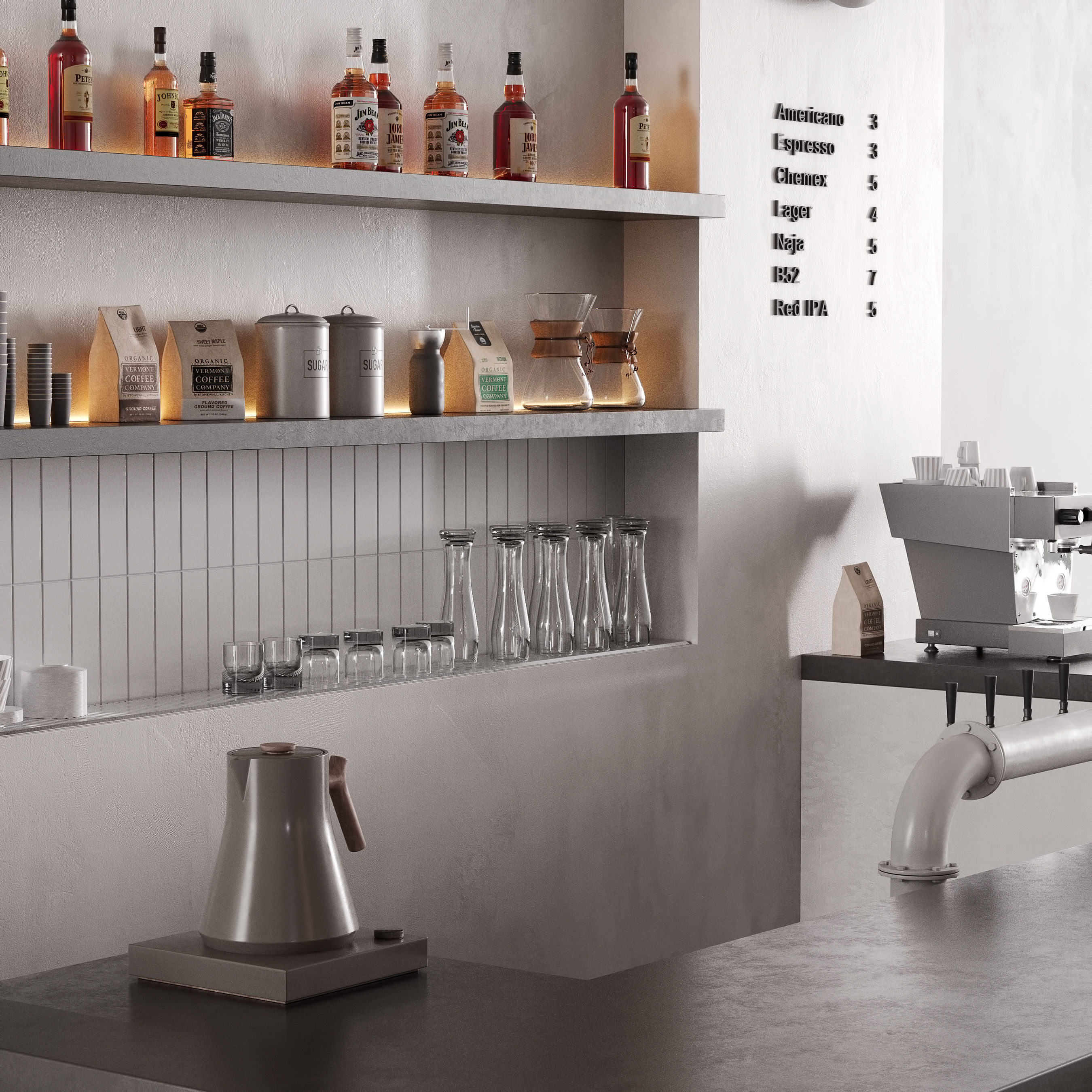 Stylish Bar Counter with filling 3D model_4