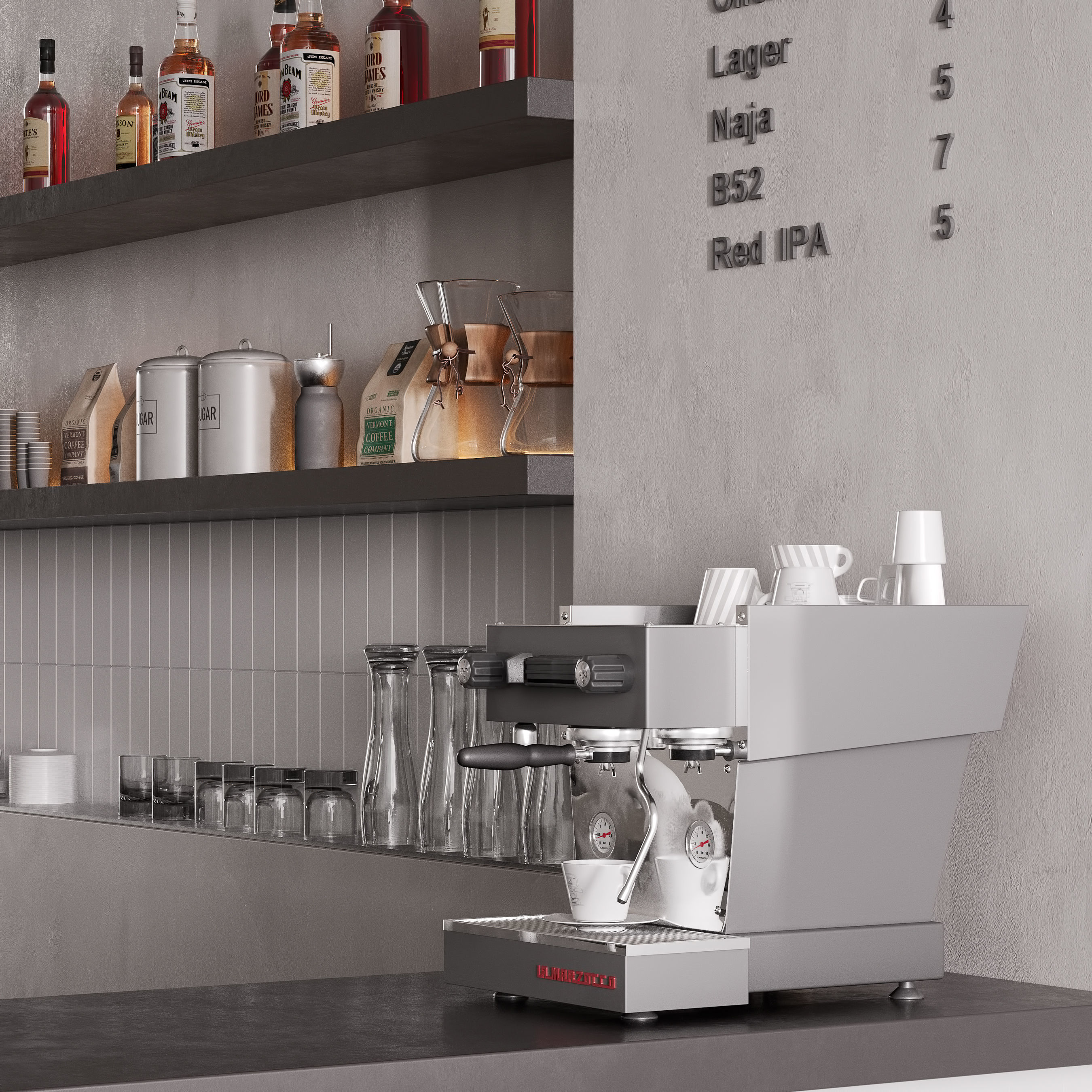 Stylish Bar Counter with filling 3D model_5
