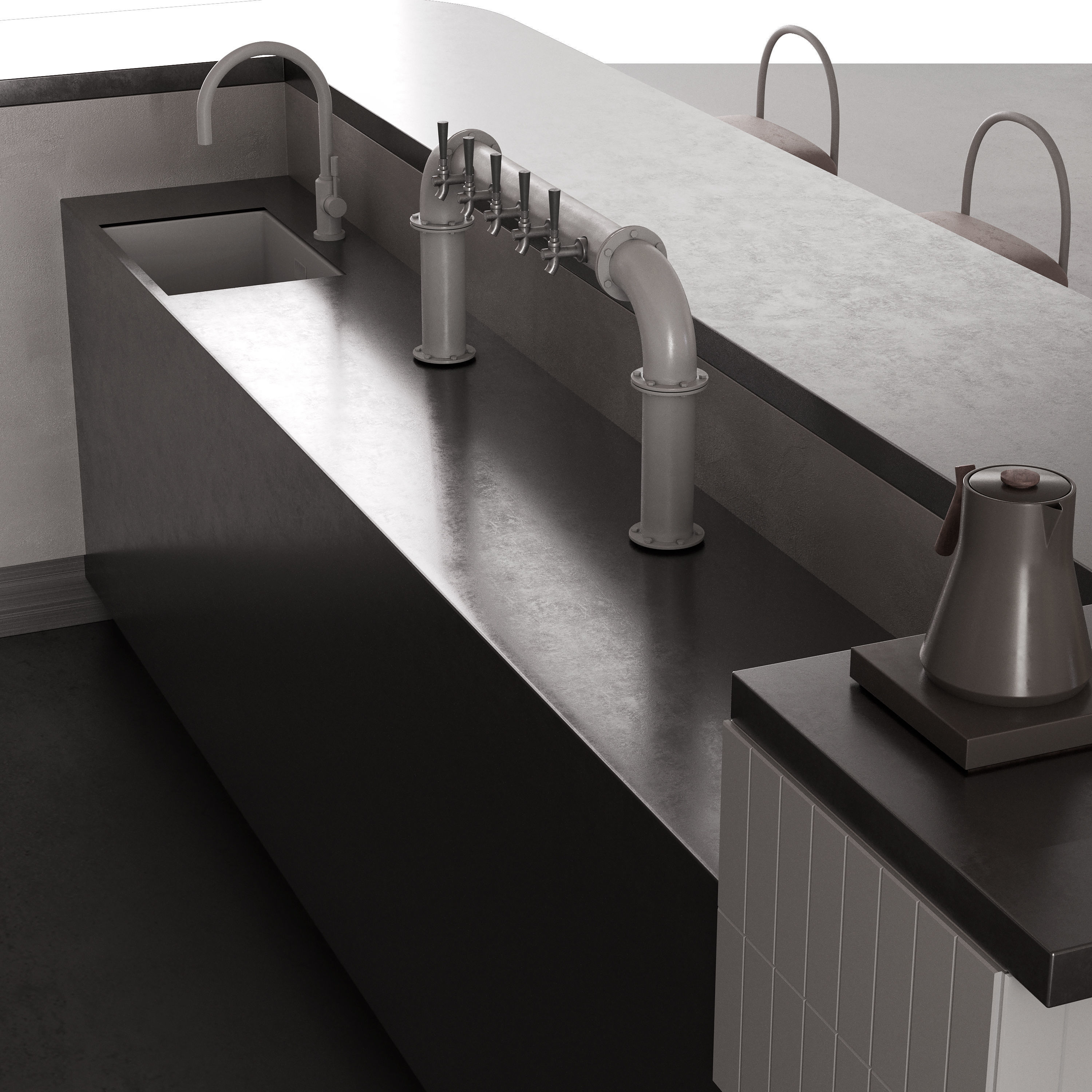 Stylish Bar Counter with filling 3D model_8