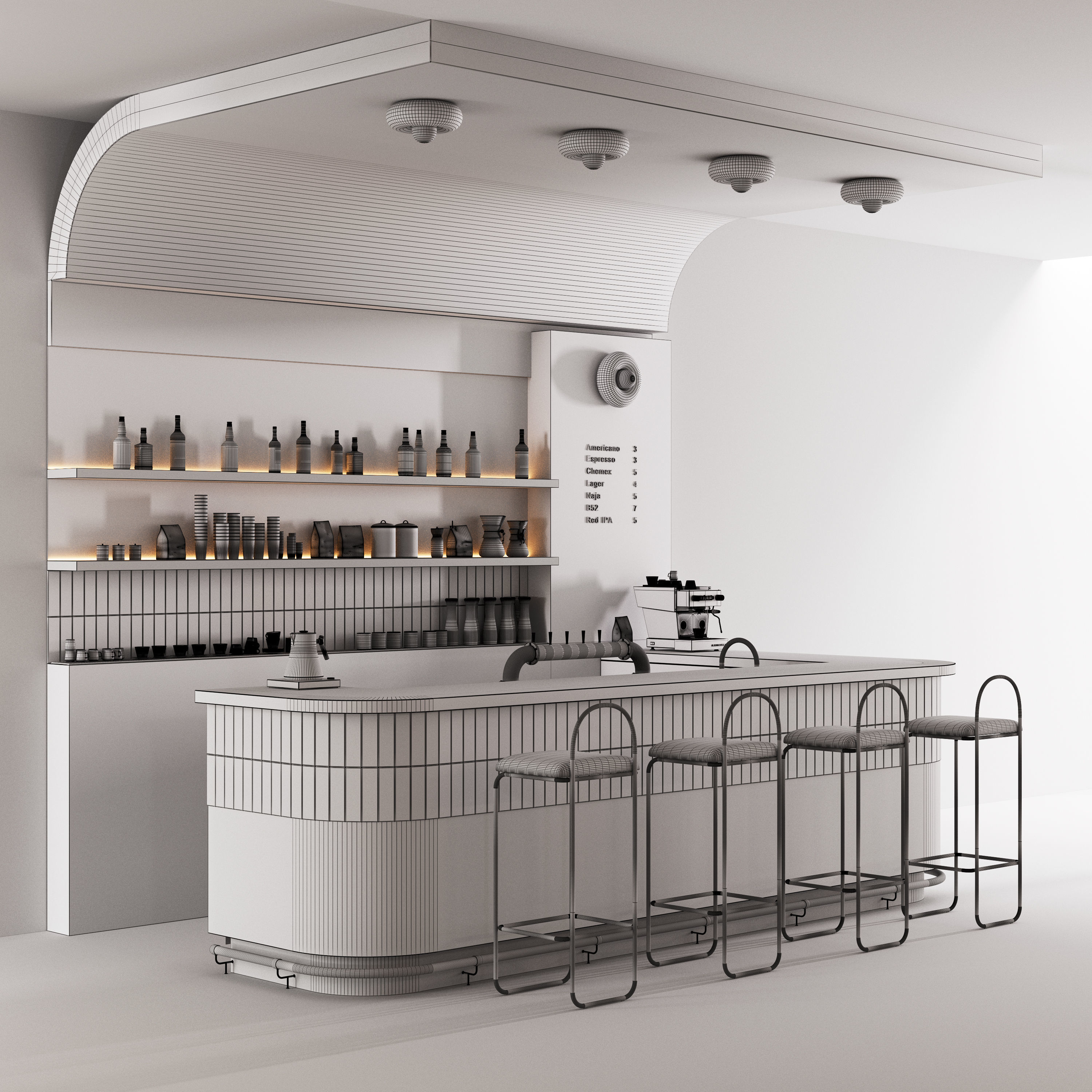 Stylish Bar Counter with filling 3D model_9