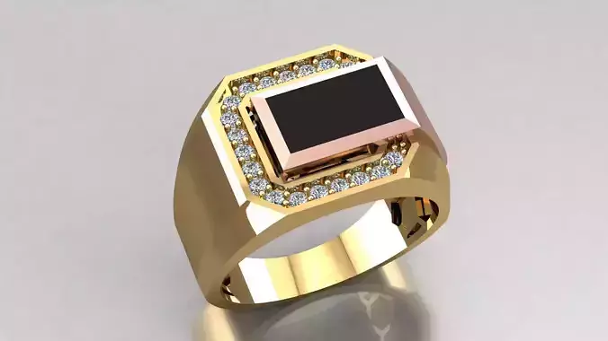 Men ring onyx diamond 