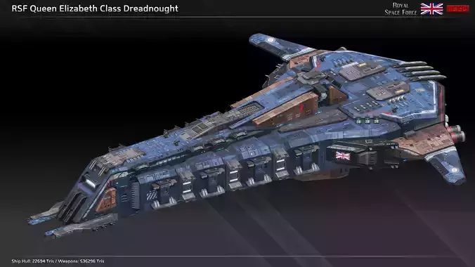 RSFSpaceship Queen Elizabeth Class Dreadnought Low-poly 3D model