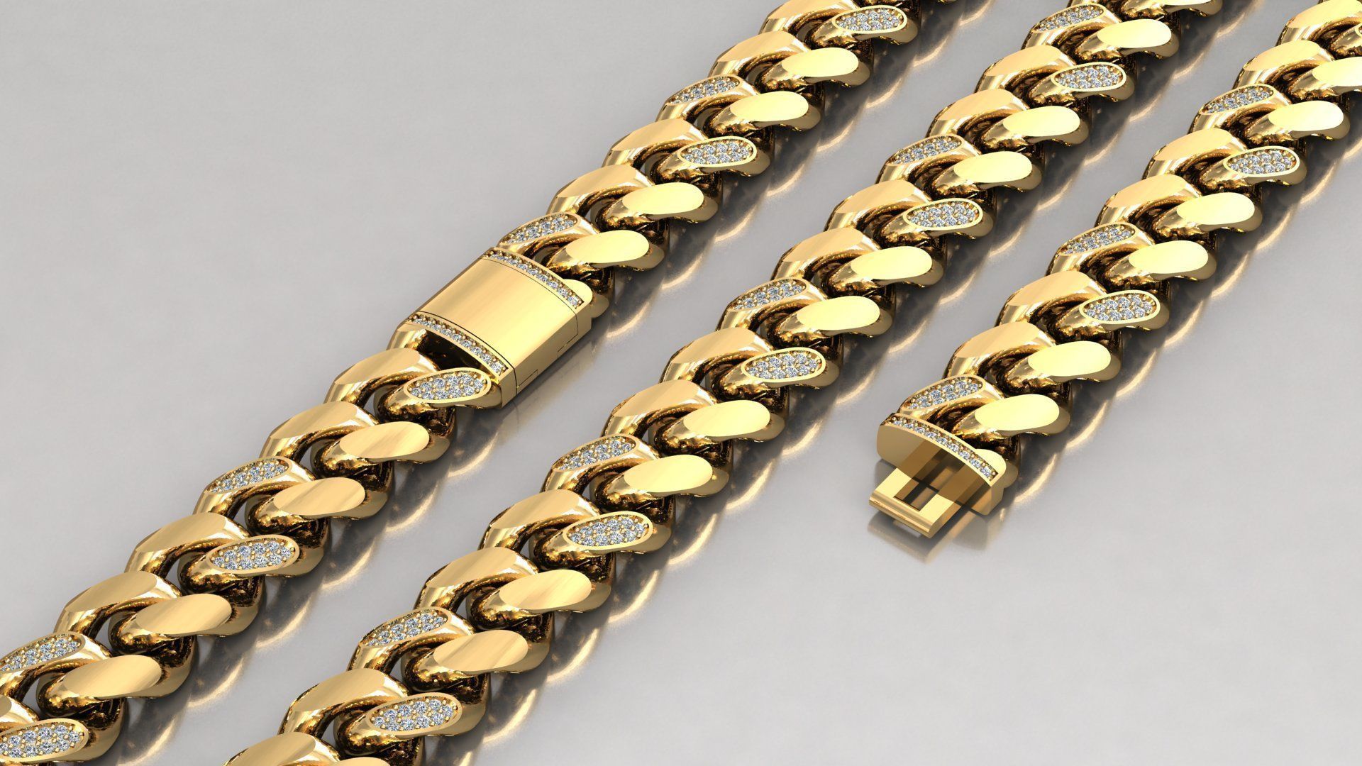 14 MM Cuban chain link diamond 3D print model v101 3D print model_2