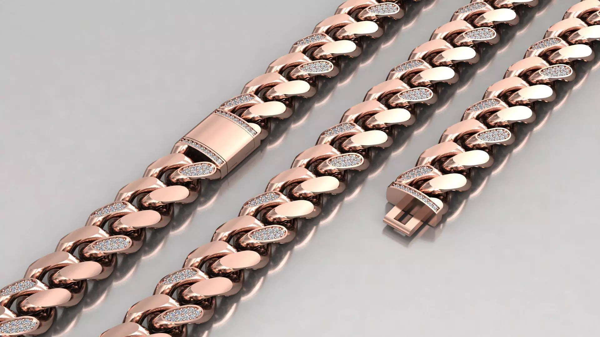 14 MM Cuban chain link diamond 3D print model v101 3D print model_0